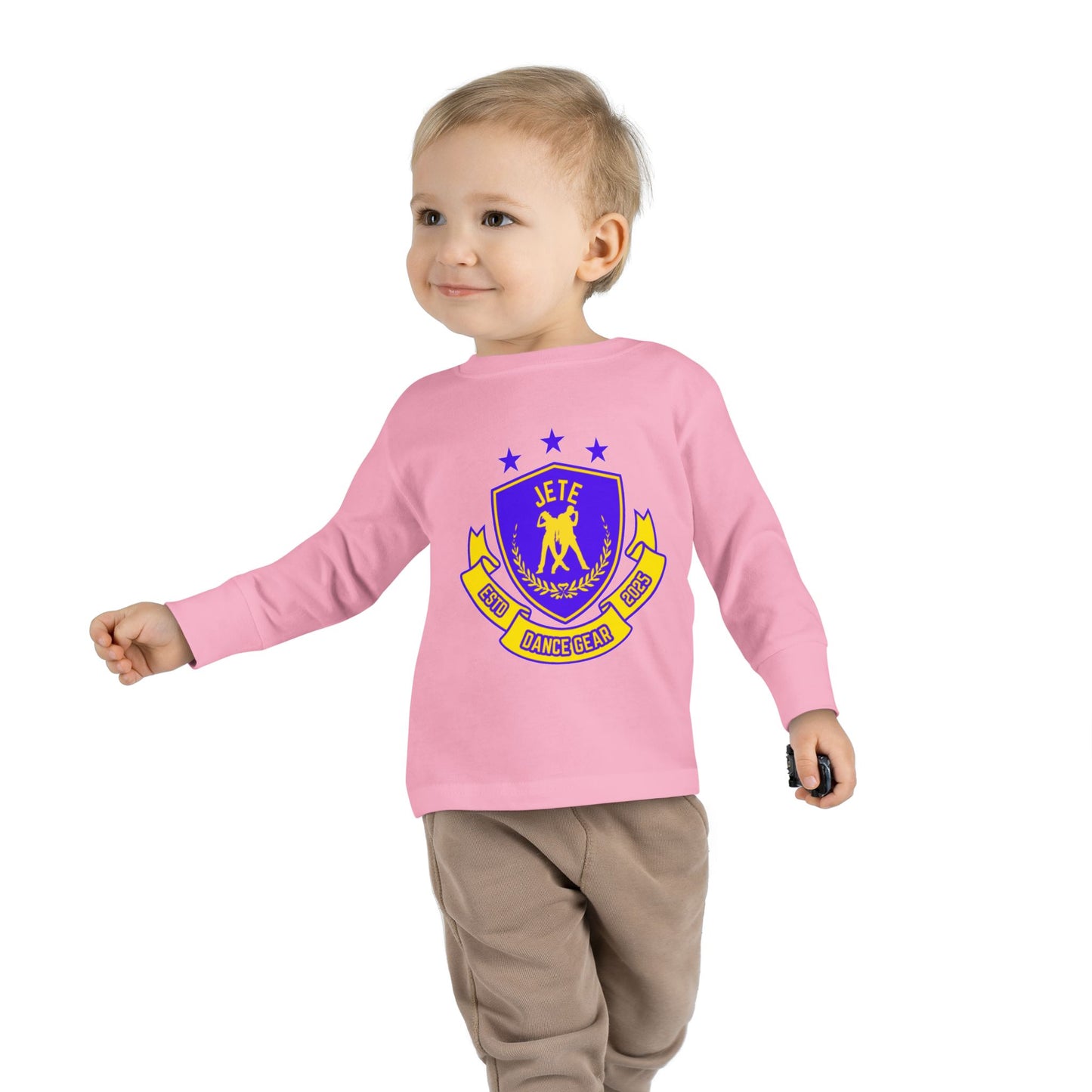 "Jeté Dance Gear" Toddler Dance T-Shirt – Collegiate-Inspired Dancer Graphic Long Sleeve Tee for Kids