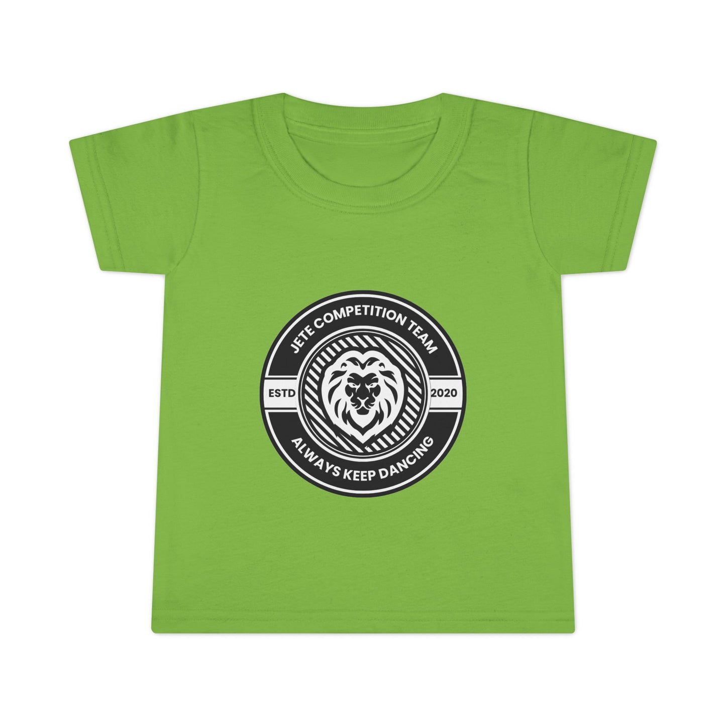 "Jeté Competition Team – Always Keep Dancing" Toddler Dance T-Shirt – Collegiate-Inspired Emblem Graphic Short Sleeve Tee for Kids