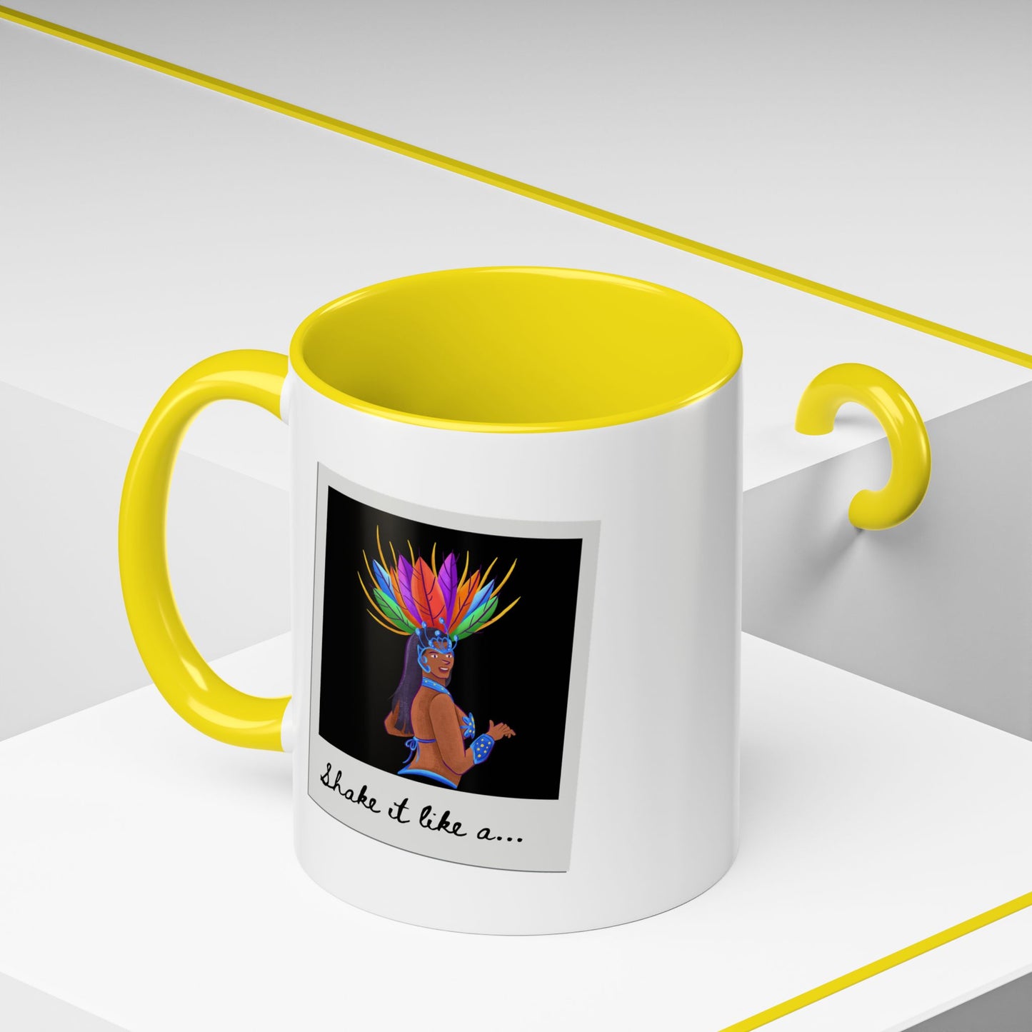 "Shake It Like a..." Accent Coffee Mug – Fun Dance Quote Ceramic Mug for Dancers and Music Lovers