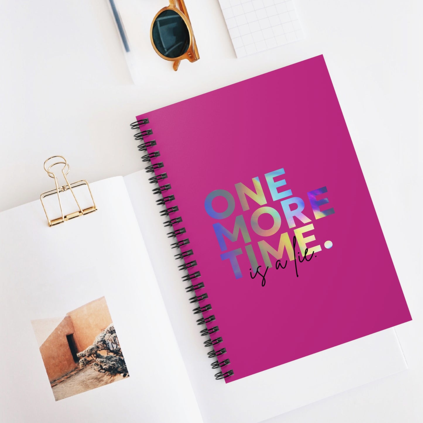 "One More Time Is a Lie" Spiral Notebook – Funny Dance Quote Journal with Colorful Text Graphic for Dancers, Students & Choreographers