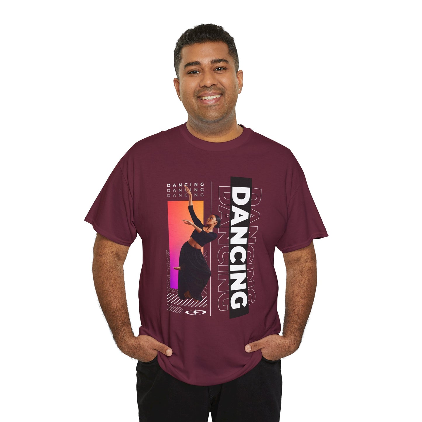 “Dancing” Streetwear-Inspired Female Dancer Unisex Heavy Cotton Tee – Urban Dance Graphic T-Shirt for Performers and Dance Lovers