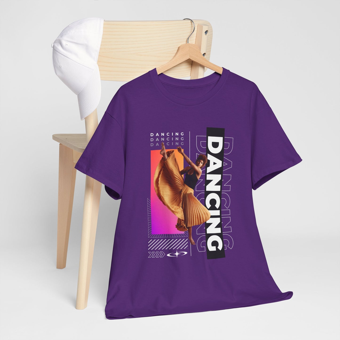 “Dancing” Streetwear-Inspired Female Dancer Unisex Heavy Cotton Tee – Urban Dance Graphic T-Shirt for Performers and Dance Lovers