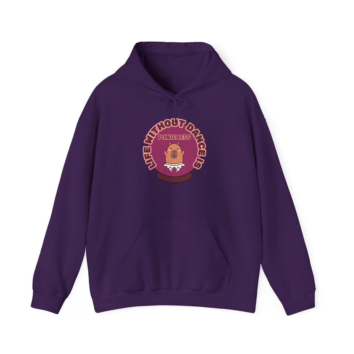 “Life Without Dance is Pointeless" Unisex Heavy Blend Hooded Sweatshirt – Cute Capybara Graphic Hoodie for Adults and Teens