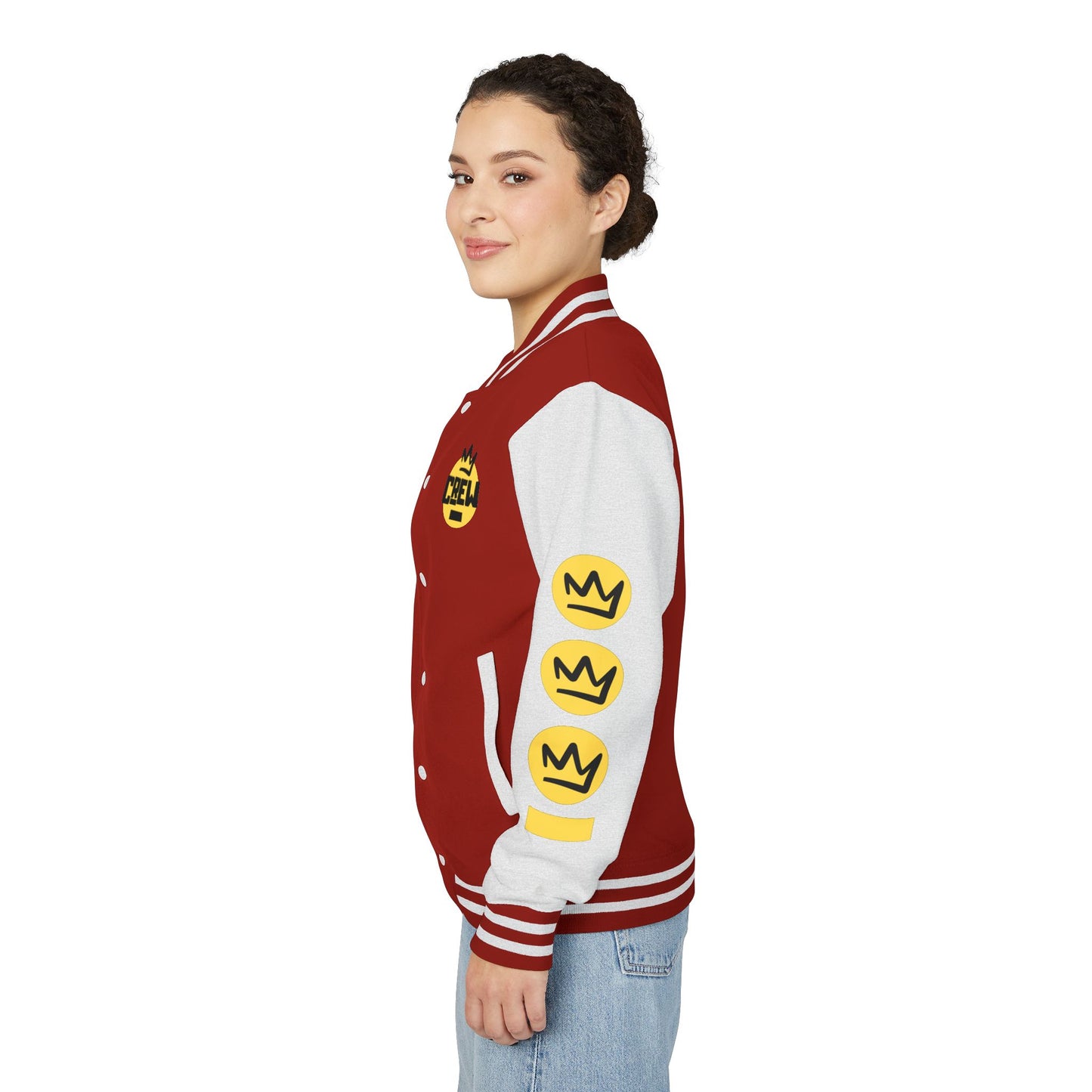 Full Out Premium Collection Letterman Jacket β Unisex Heavyweight Varsity Jacket with "Full Out" Back Graphic and "Crew" Front Design