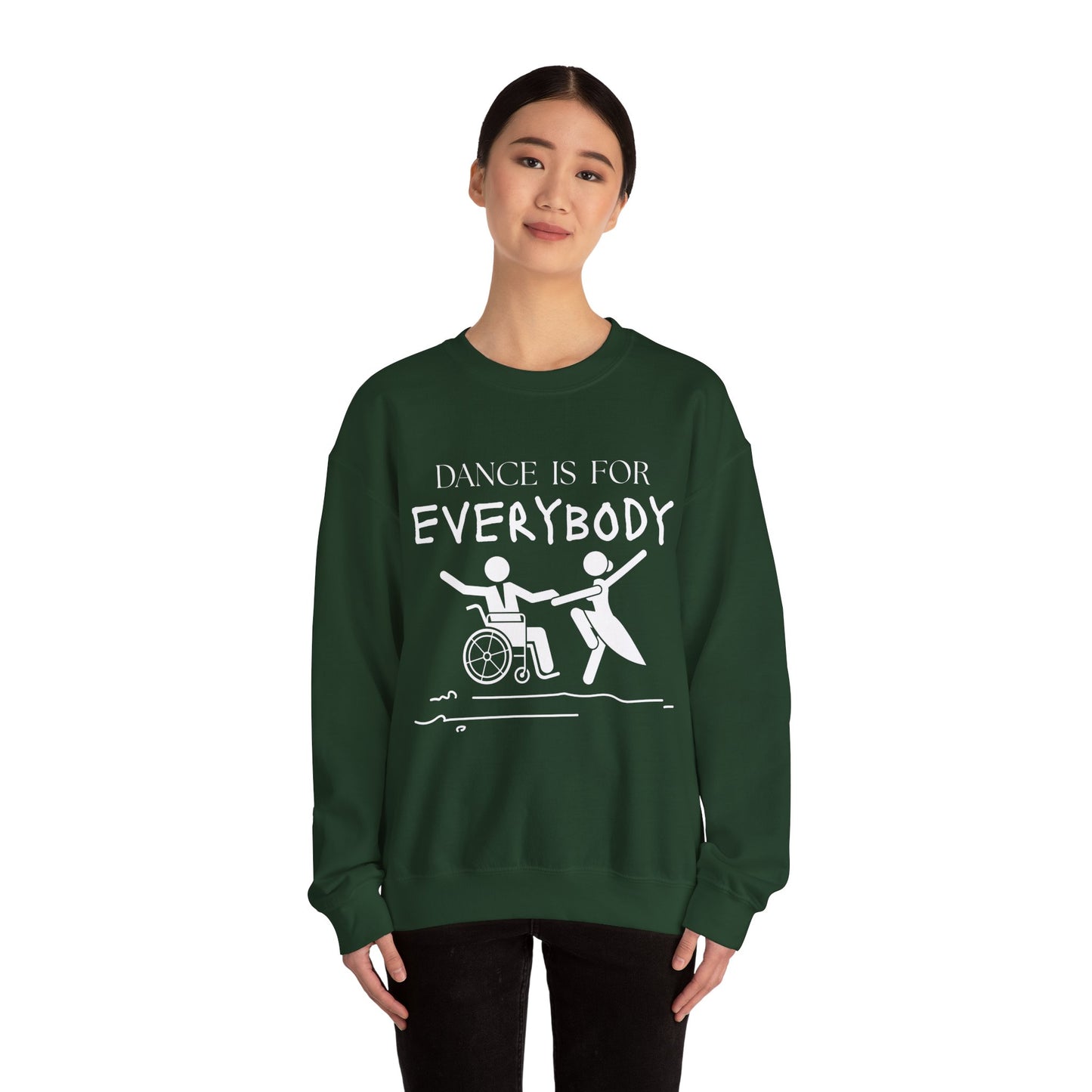 “Dance Is for Everybody” Inclusive Dance Sweatshirt – Unisex Heavy Blend Crewneck with Optional Name or Studio Personalization