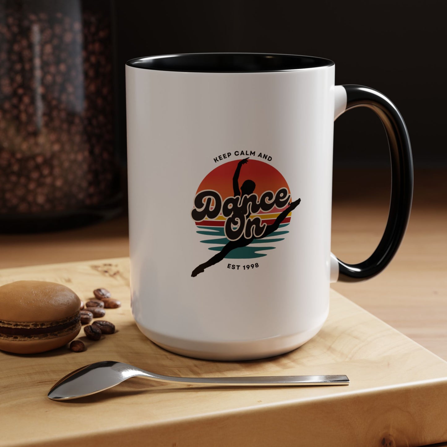 "Keep Calm and Dance On" Accent Coffee Mug – Motivational Dance Quote Ceramic Mug for Dancers and Instructors