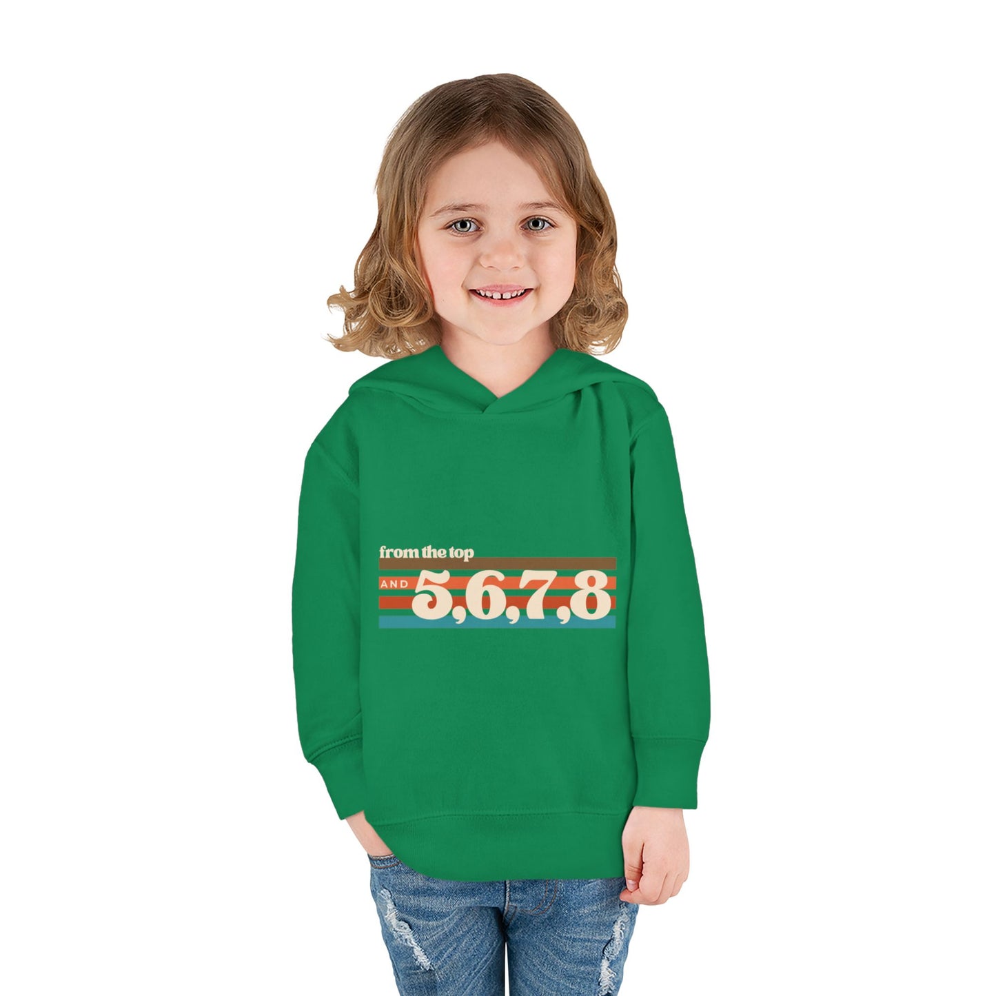 "From the Top and 5, 6, 7, 8" Toddler Pullover Hoodie – Retro Dance Rehearsal Graphic Fleece Sweatshirt for Kids