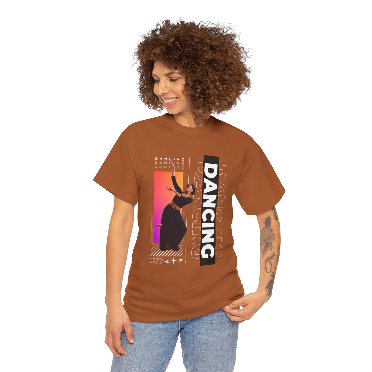 “Dancing” Streetwear-Inspired Female Dancer Unisex Heavy Cotton Tee – Urban Dance Graphic T-Shirt for Performers and Dance Lovers