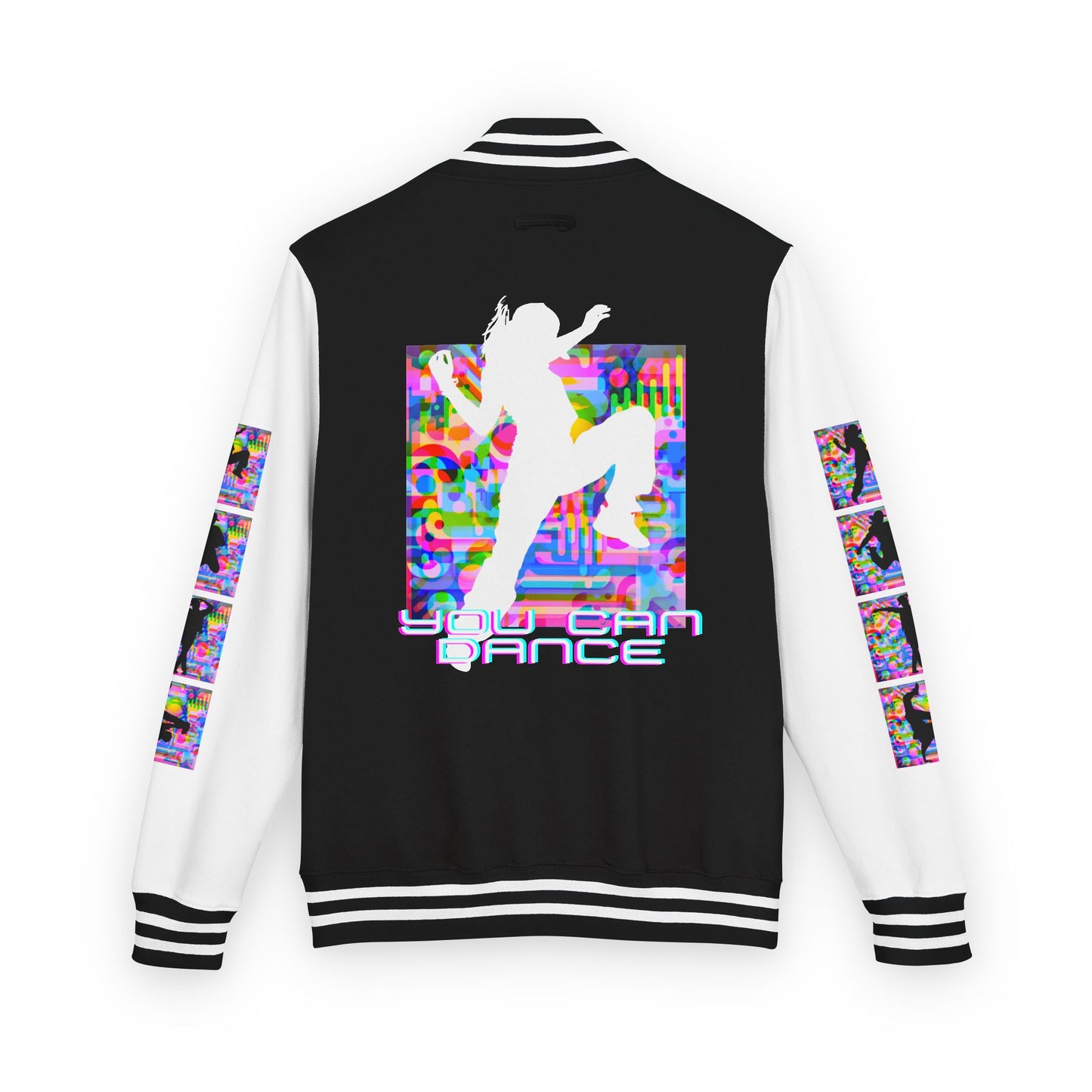 Levels Premium Collection Dance Letterman Jacket β Colorful Unisex Streetwear Varsity Jacket with "Levels Pictures Textures" Front and Dancer Silhouette Back Graphic