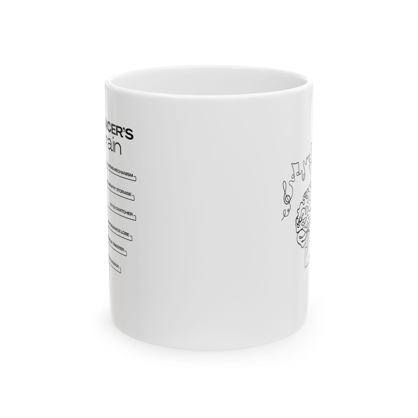 "Dancer’s Brain" Accent Coffee Mug – Funny Dance-Themed Mug with Option for Personalization for Dance Lovers