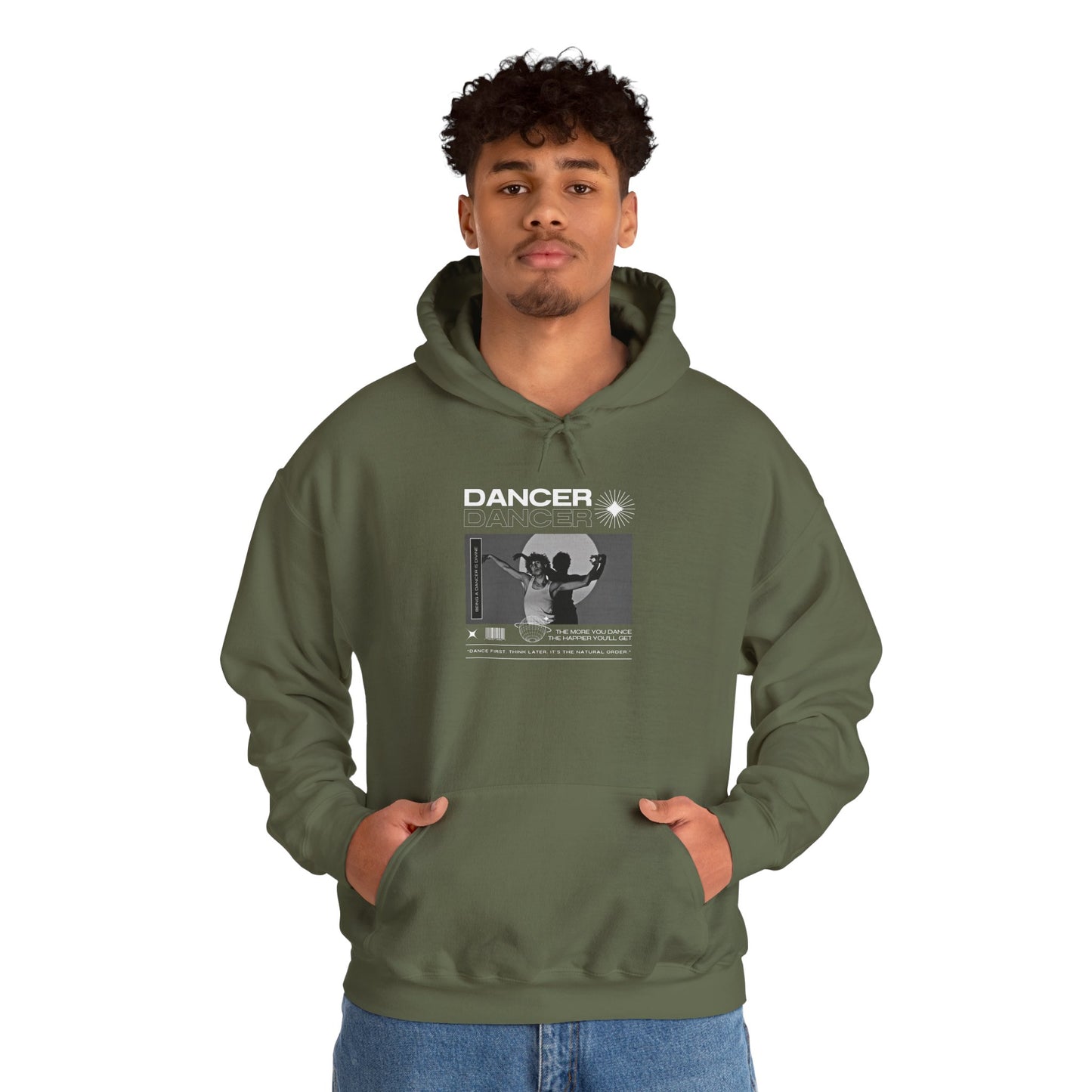 “Dancer” Contemporary Dancer in Spotlight Graphic | Streetwear-Inspired Dance Hoodie for Modern Dance Lovers - Unisex Heavy Blend™ Hooded Sweatshirt