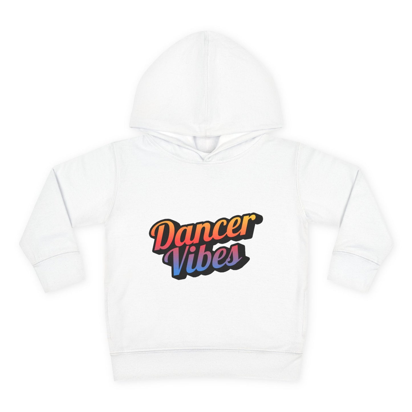 "Dancer Vibes" Toddler Pullover Hoodie – Colorful Dance-Themed Text Graphic Fleece Sweatshirt for Kids