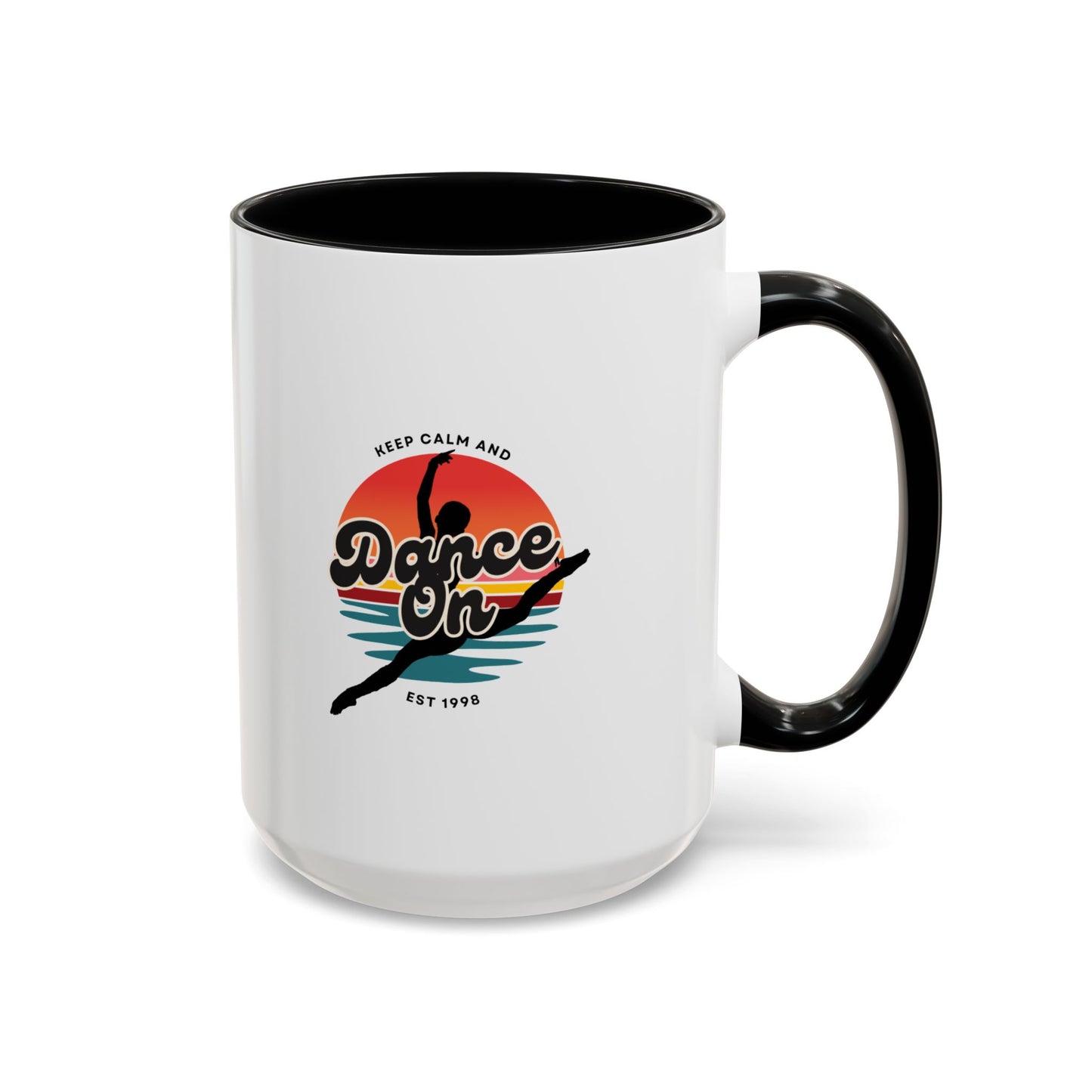 "Keep Calm and Dance On" Accent Coffee Mug – Motivational Dance Quote Ceramic Mug for Dancers and Instructors