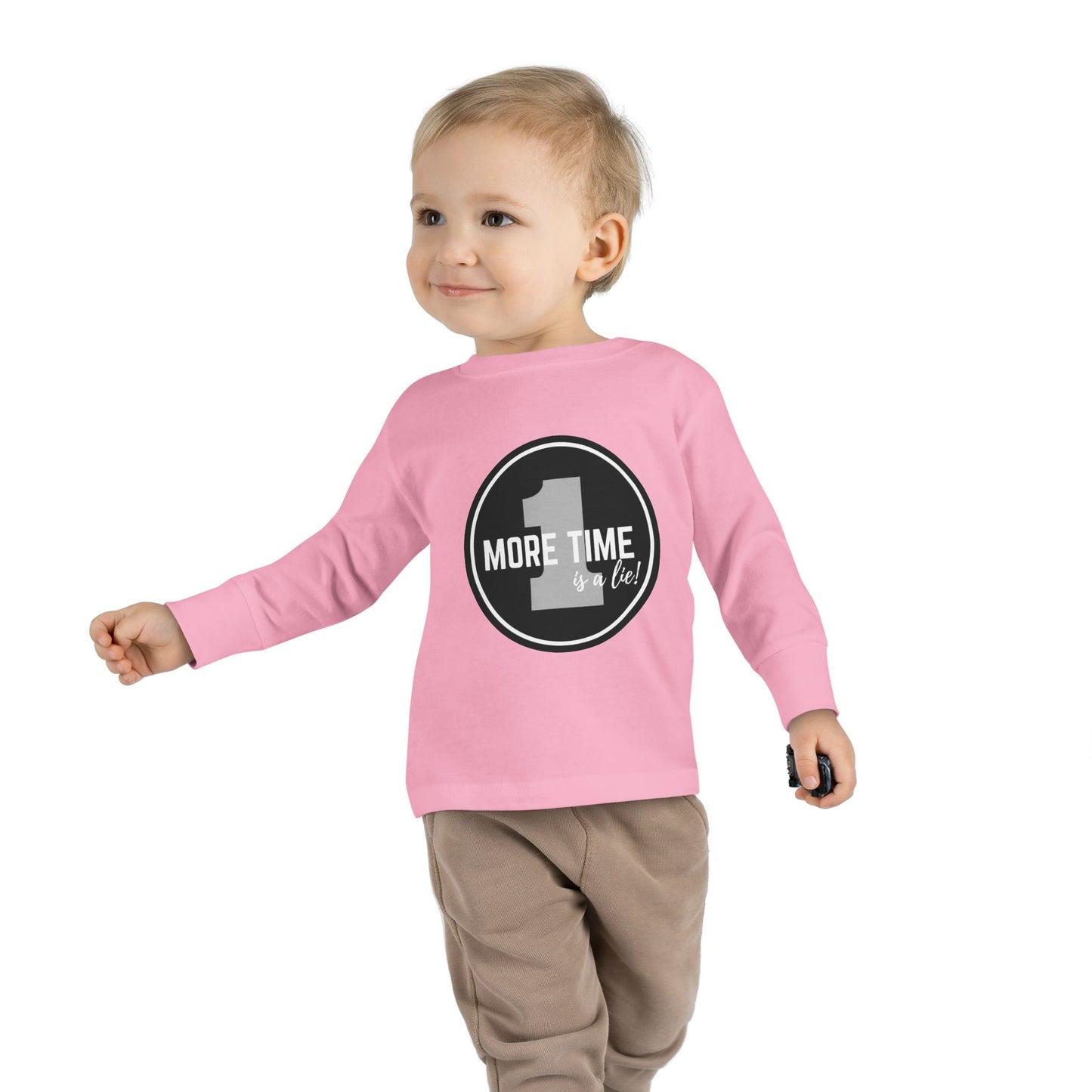 "One More Time Is a Lie" Toddler Dance T-Shirt – Bold Emblem Graphic Long Sleeve Tee for Kids