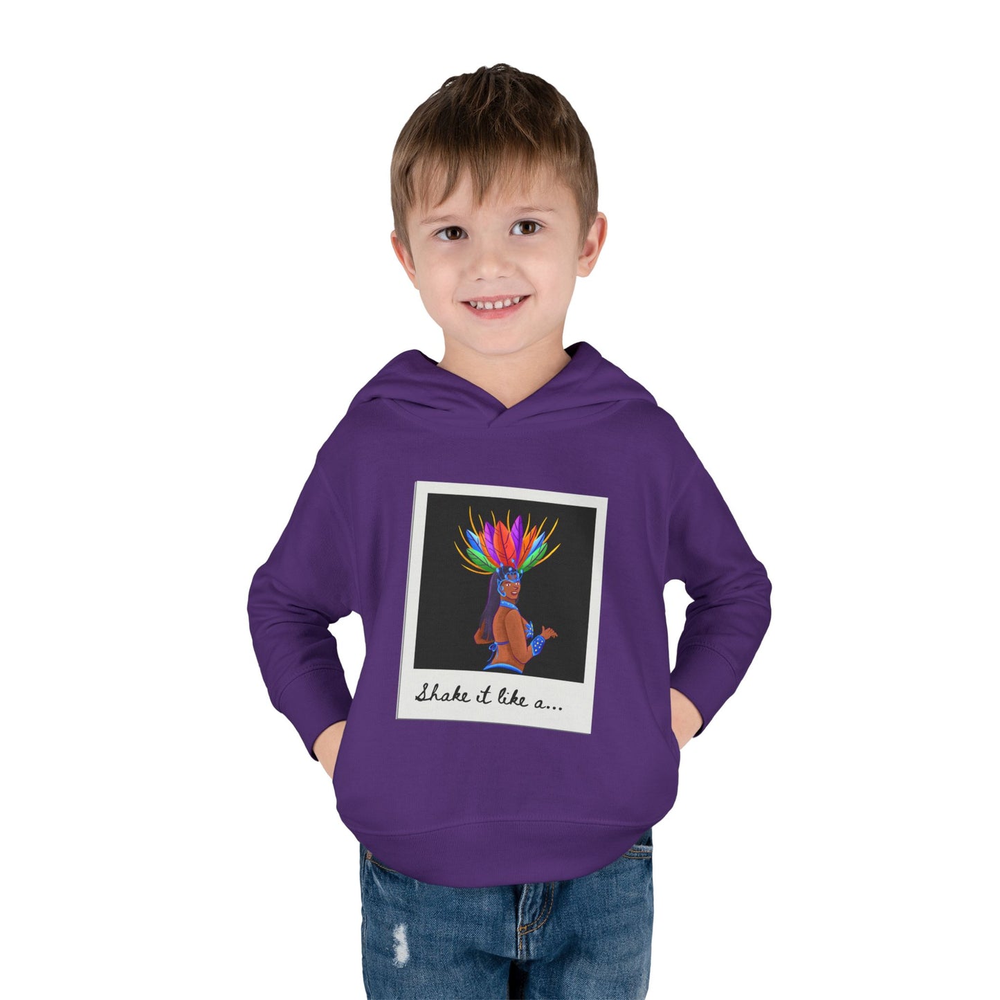 "Shake It Like a..." Toddler Pullover Hoodie – Carnival Samba Dancer Graphic Fleece Sweatshirt for Kids