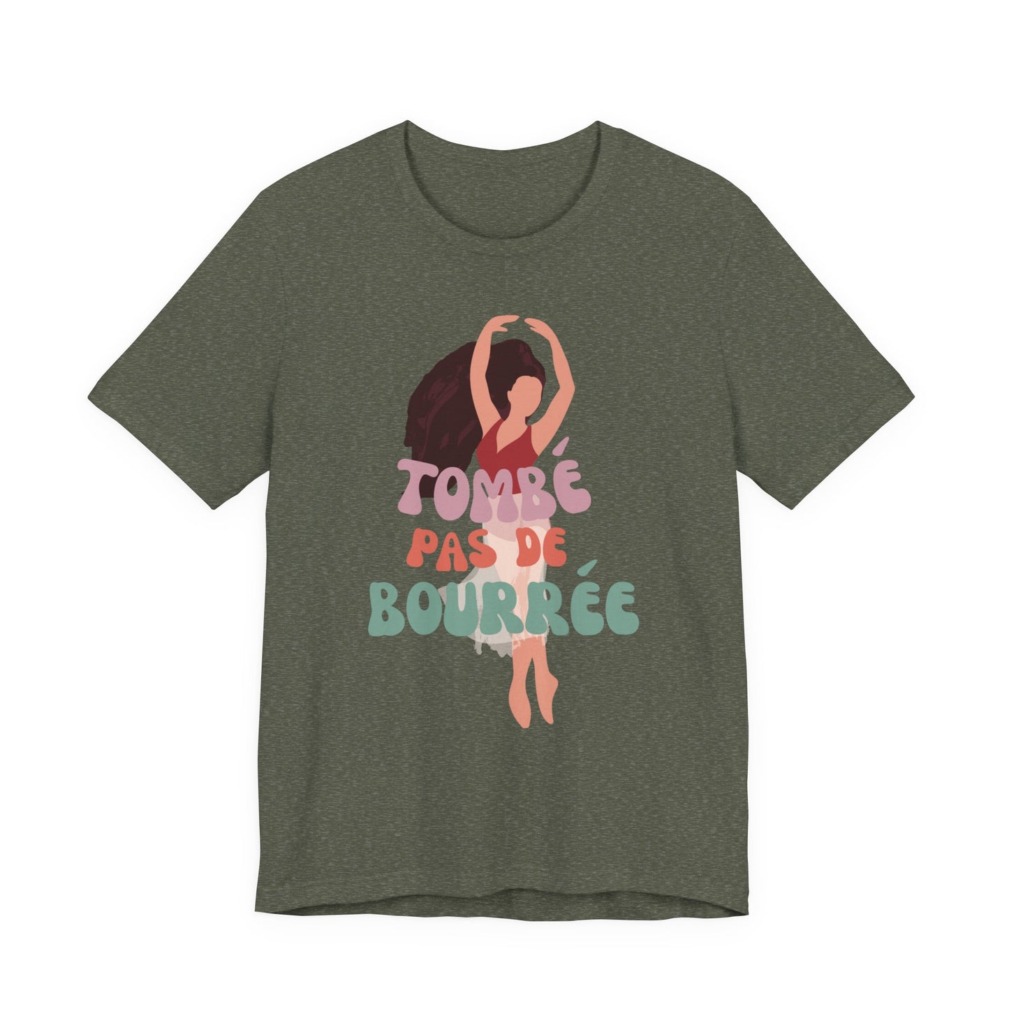“Tombé Pas de Bourrée” T-Shirt – Ballet Dance Phrase Unisex Garment-Dyed Tee with Elegant Dancer Graphic