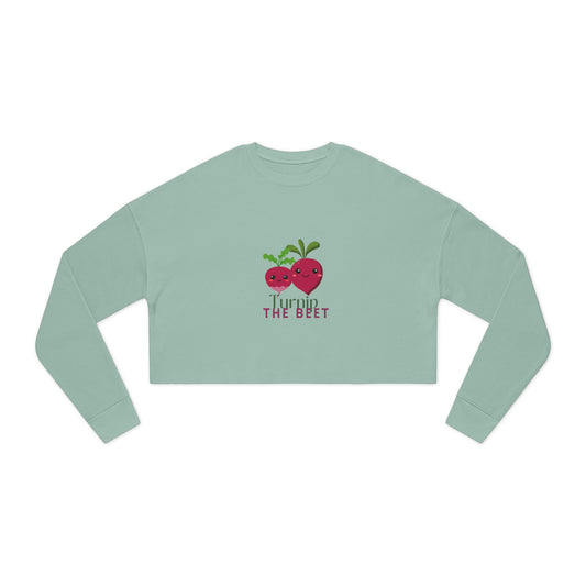 "Turnip the Beet" Women’s Cropped Dance Sweatshirt – Cute Veggie Graphic | Funny Dance Pun Apparel for Dancers & Music Lovers