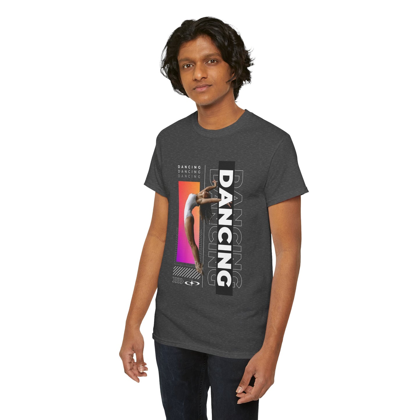 “Dancing” Streetwear-Inspired Female Dancer Unisex Heavy Cotton Tee – Urban Dance Graphic T-Shirt for Performers and Dance Lovers