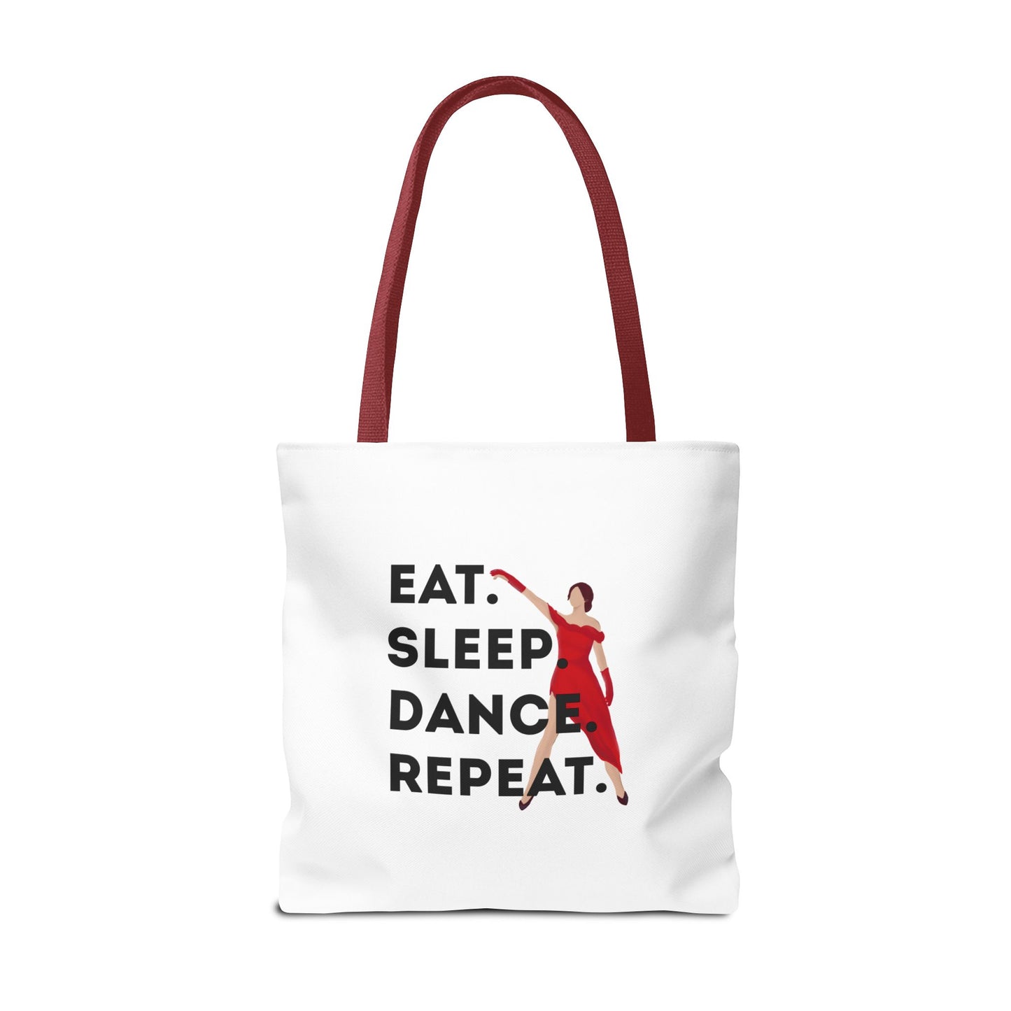 "Eat Sleep Dance Repeat" Canvas Tote Bag – Bold Dancer Graphic Dance Bag for Studio, School & Everyday Use
