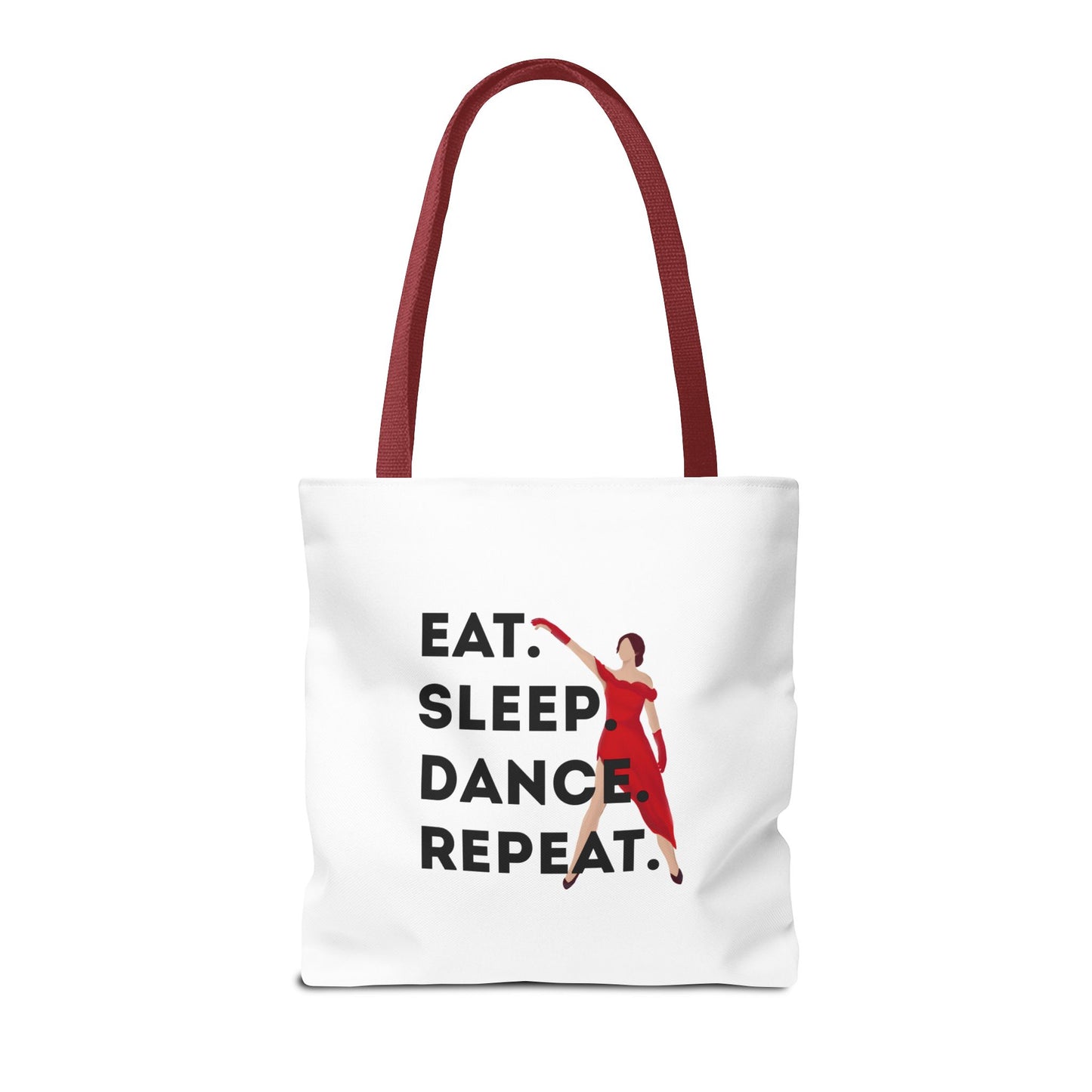 "Eat Sleep Dance Repeat" Canvas Tote Bag – Bold Dancer Graphic Dance Bag for Studio, School & Everyday Use