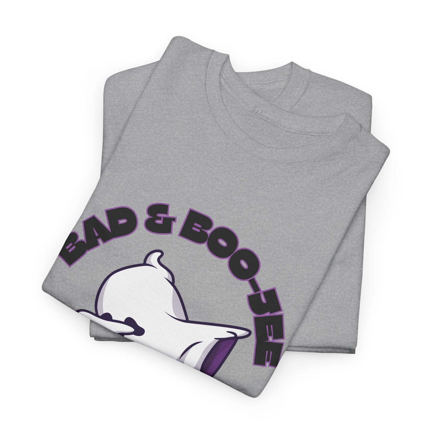 “Bad & Boo-jee” Funny Halloween Dance T-Shirt with Cute Ghost Dab Graphic - Unisex Heavy Cotton Tee