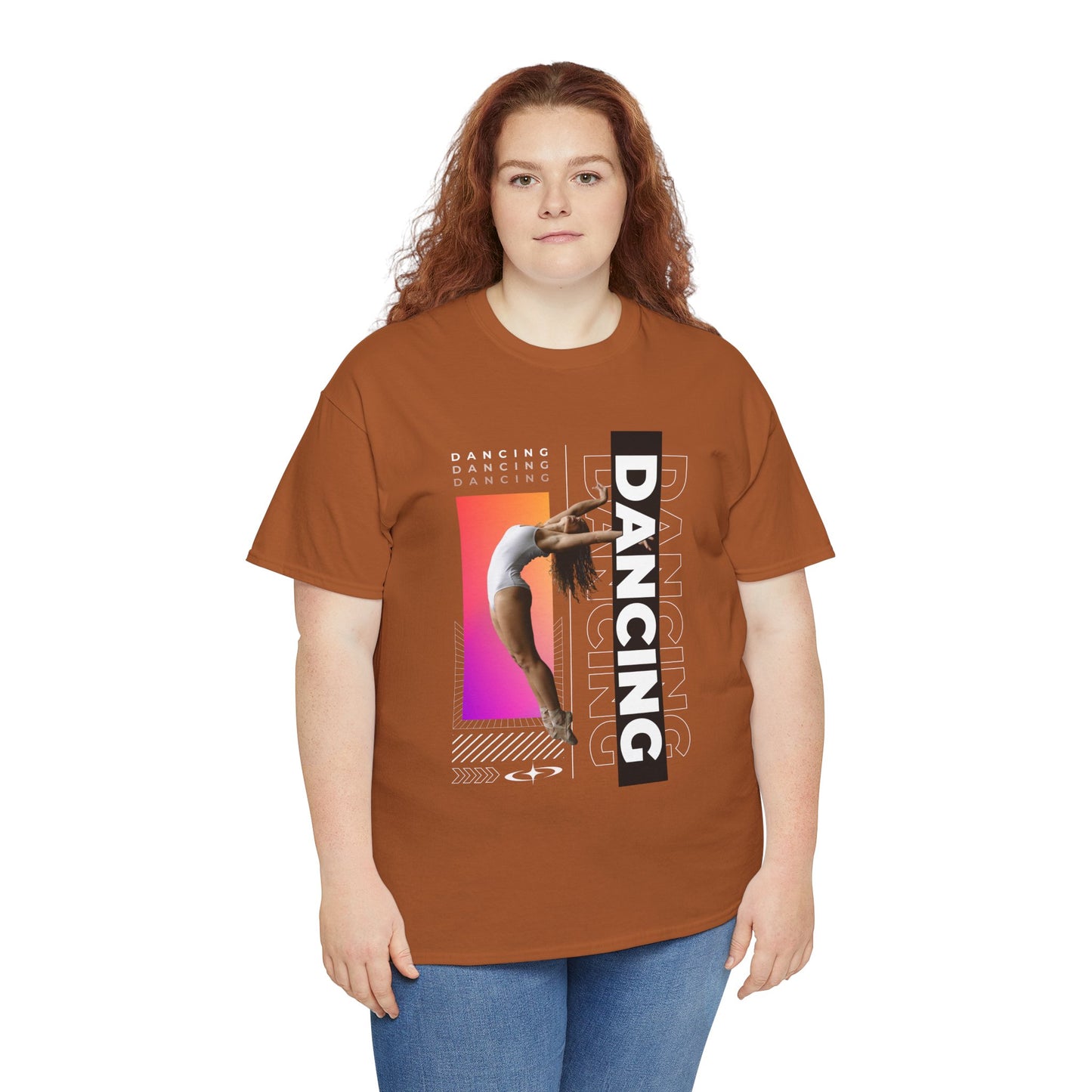 “Dancing” Streetwear-Inspired Female Dancer Unisex Heavy Cotton Tee – Urban Dance Graphic T-Shirt for Performers and Dance Lovers