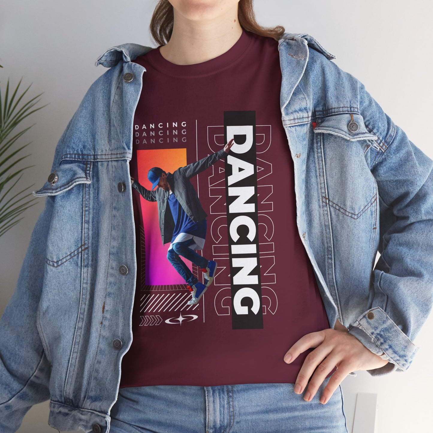“Dancing” Streetwear-Inspired Male Dancer Unisex Heavy Cotton Tee – Urban Dance Graphic T-Shirt for Performers and Dance Lovers