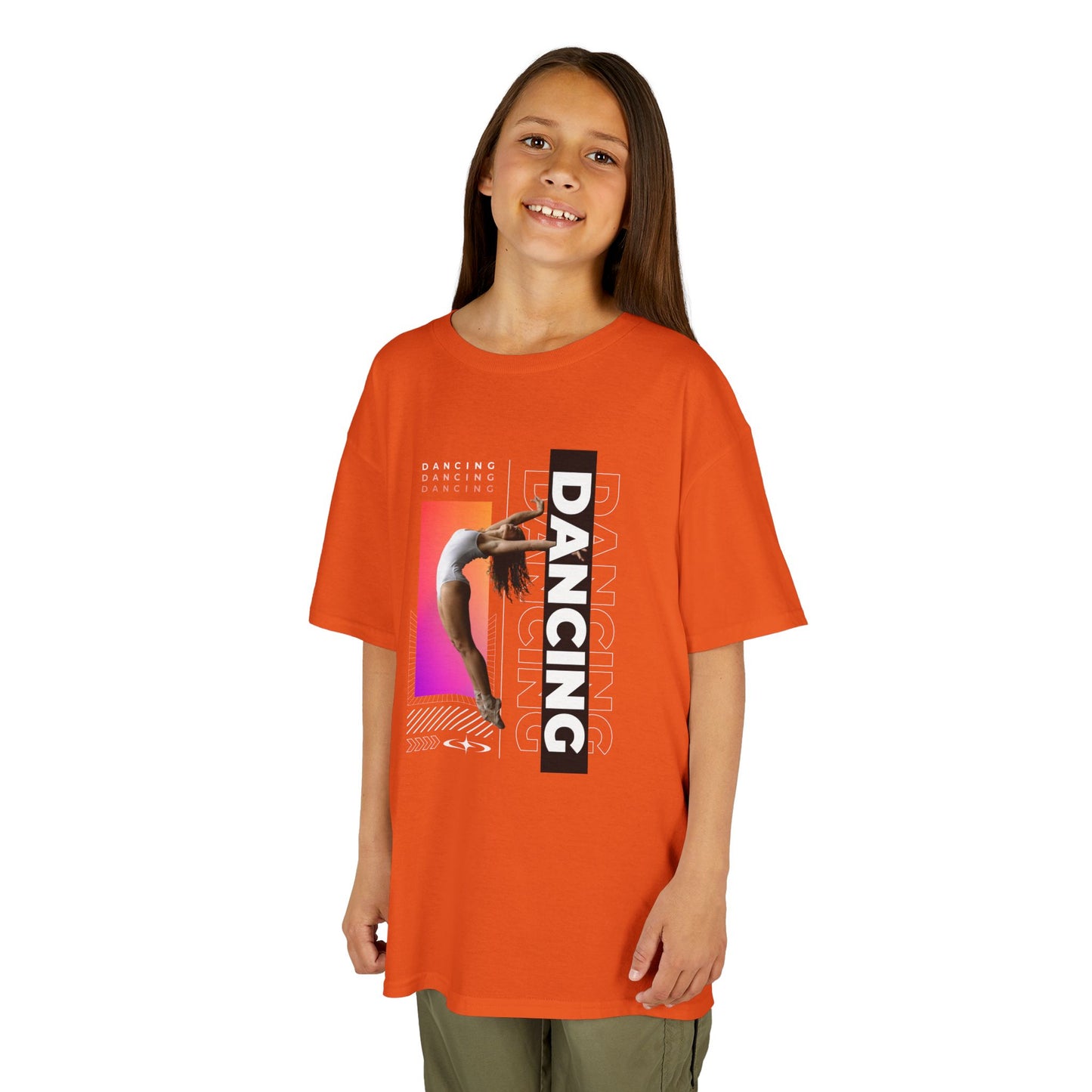 “Dancing” Youth Short Sleeve T-Shirt – Streetwear-Inspired Female Dancer Graphic – Stylish Kids Dance Apparel Tee