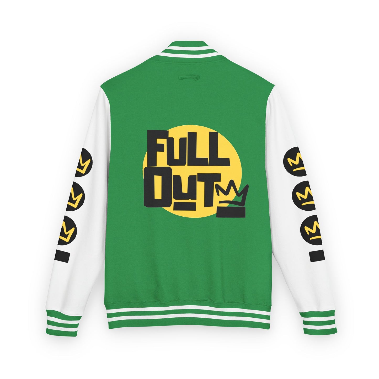 Full Out Premium Collection Letterman Jacket β Unisex Heavyweight Varsity Jacket with "Full Out" Back Graphic and "Crew" Front Design
