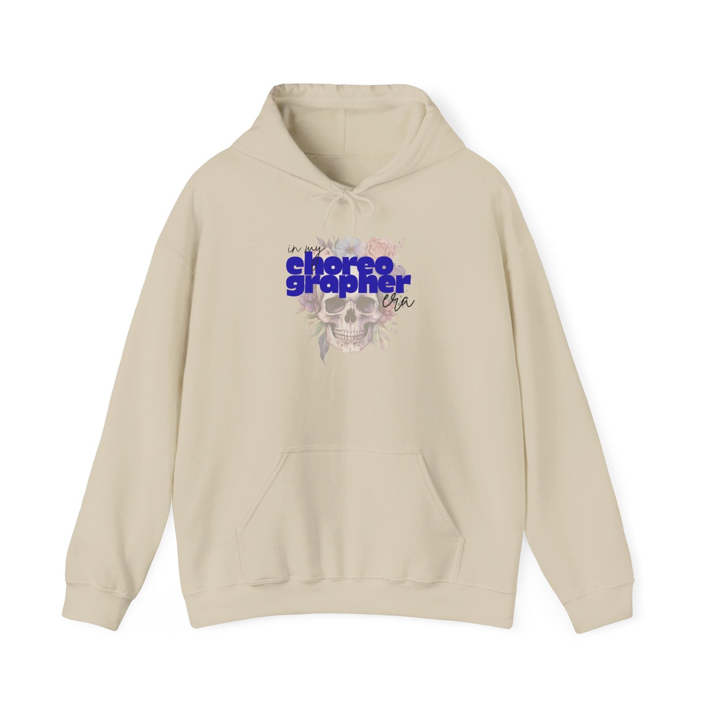 "In My Choreographer Era" Hoodie – Unisex Heavy Blend™ Hooded Sweatshirt with Floral Skull Graphic for Dance Creatives