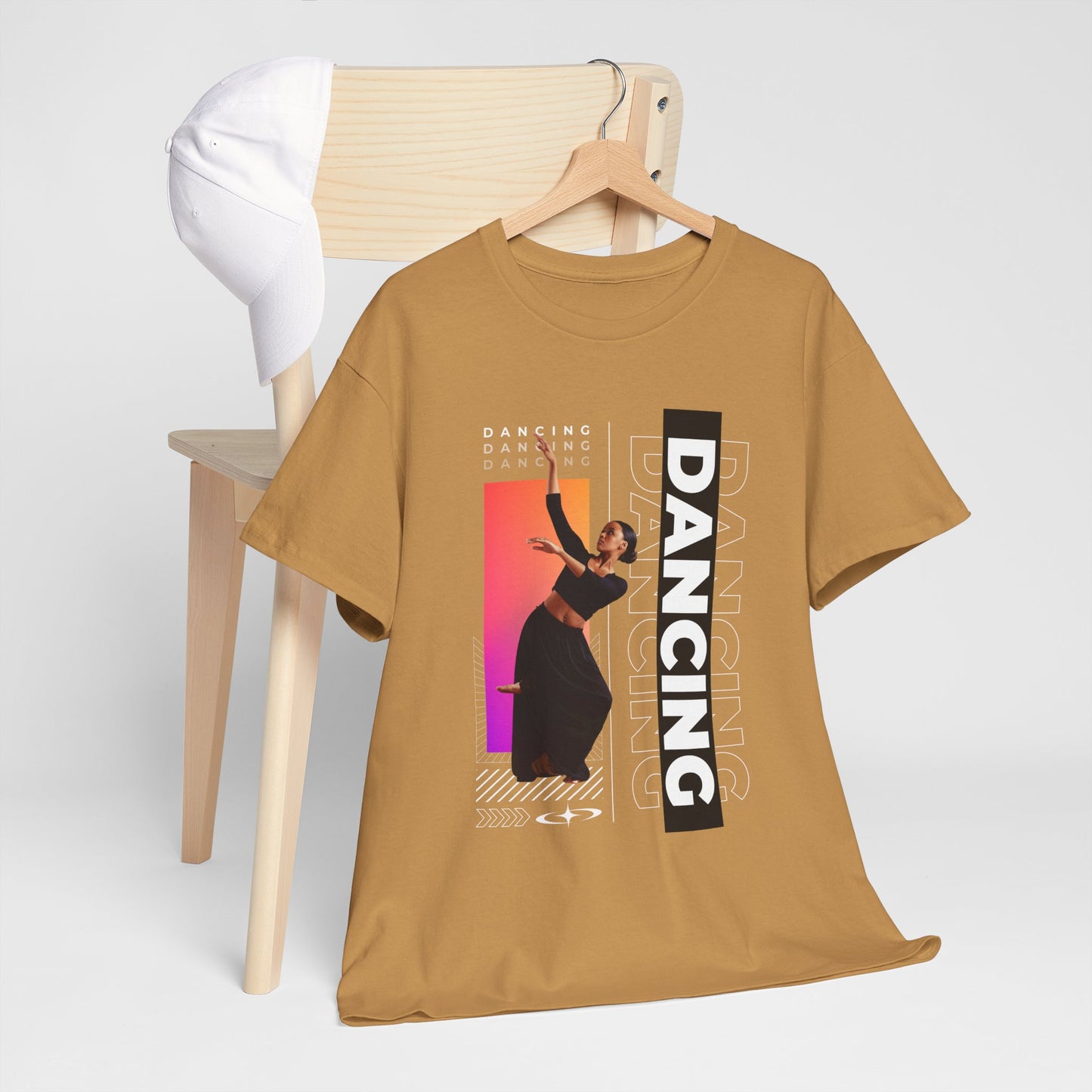 “Dancing” Streetwear-Inspired Female Dancer Unisex Heavy Cotton Tee – Urban Dance Graphic T-Shirt for Performers and Dance Lovers