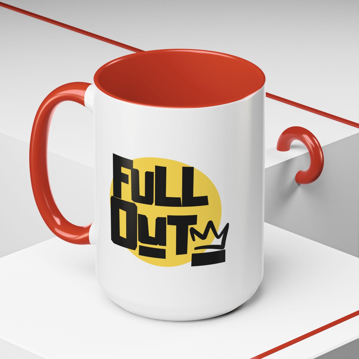 "Full Out" Accent Coffee Mug – Streetwear Dance Mug with Crown Graphic for Dancers