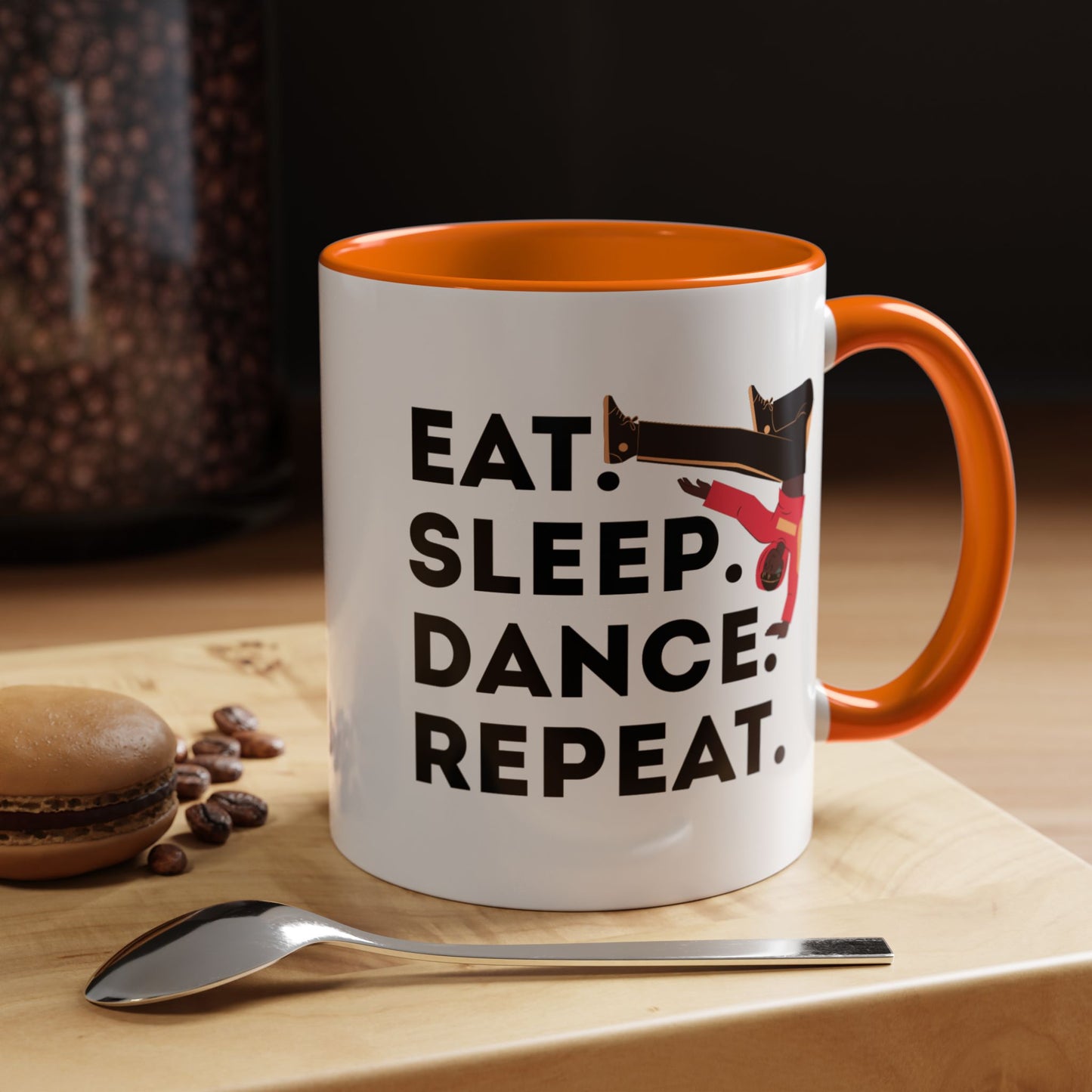 "Eat Sleep Dance Repeat" Accent Coffee Mug – Bold B-Boy Graphic Ceramic Mug for Hip Hop Dancers