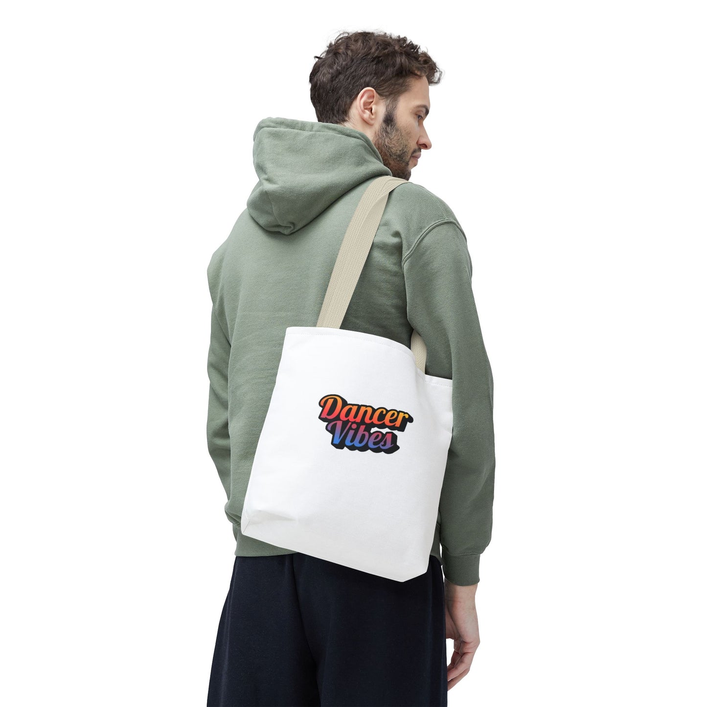 "Dancer Vibes" Canvas Tote Bag – Bold Dance-Themed Text Graphic Bag for Dancers, Students & Everyday Use