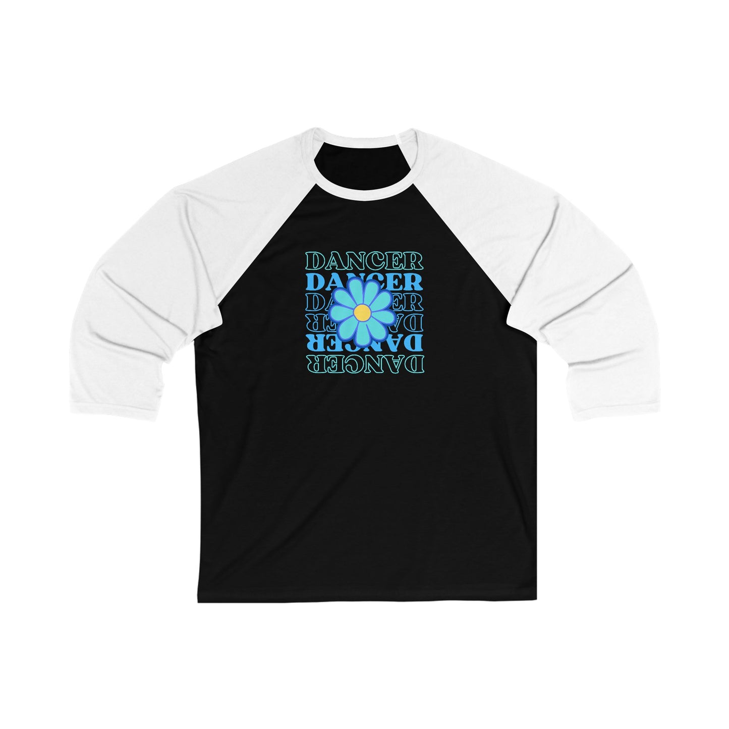"Dancer" Unisex 3/4 Sleeve Baseball Tee – Bold Floral Graphic Dance Shirt for Performers and Dance Lovers