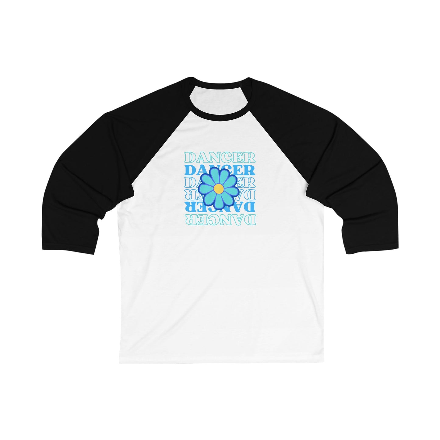 "Dancer" Unisex 3/4 Sleeve Baseball Tee – Bold Floral Graphic Dance Shirt for Performers and Dance Lovers