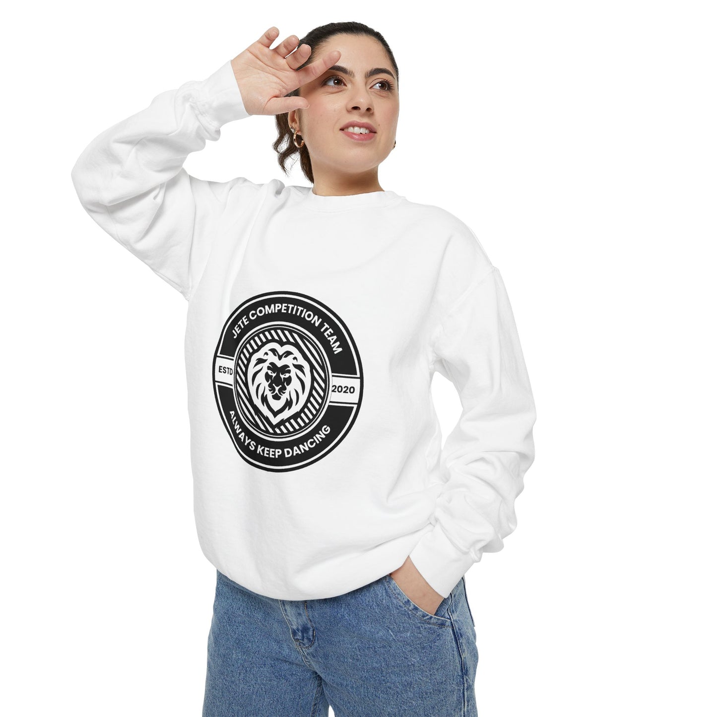 "Jeté Competition Team – Always Keep Dancing" Unisex Lightweight Crewneck Sweatshirt – Collegiate-Inspired Dance Team Pullover for Dancers & Studio Spirit Wear