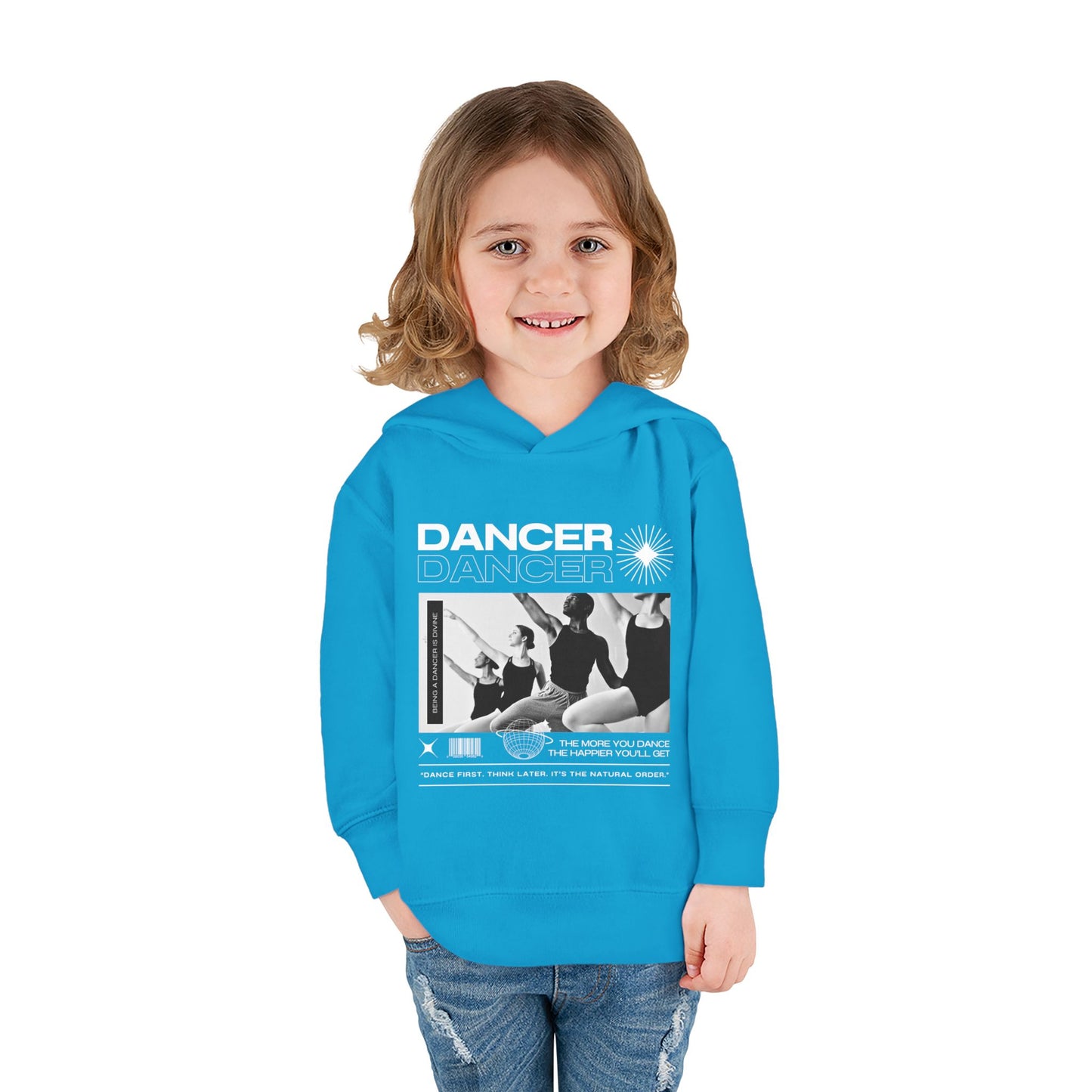 “Dancer” Toddler Pullover Hoodie – Streetwear-Inspired Ballet Barre Graphic Sweatshirt for Kids