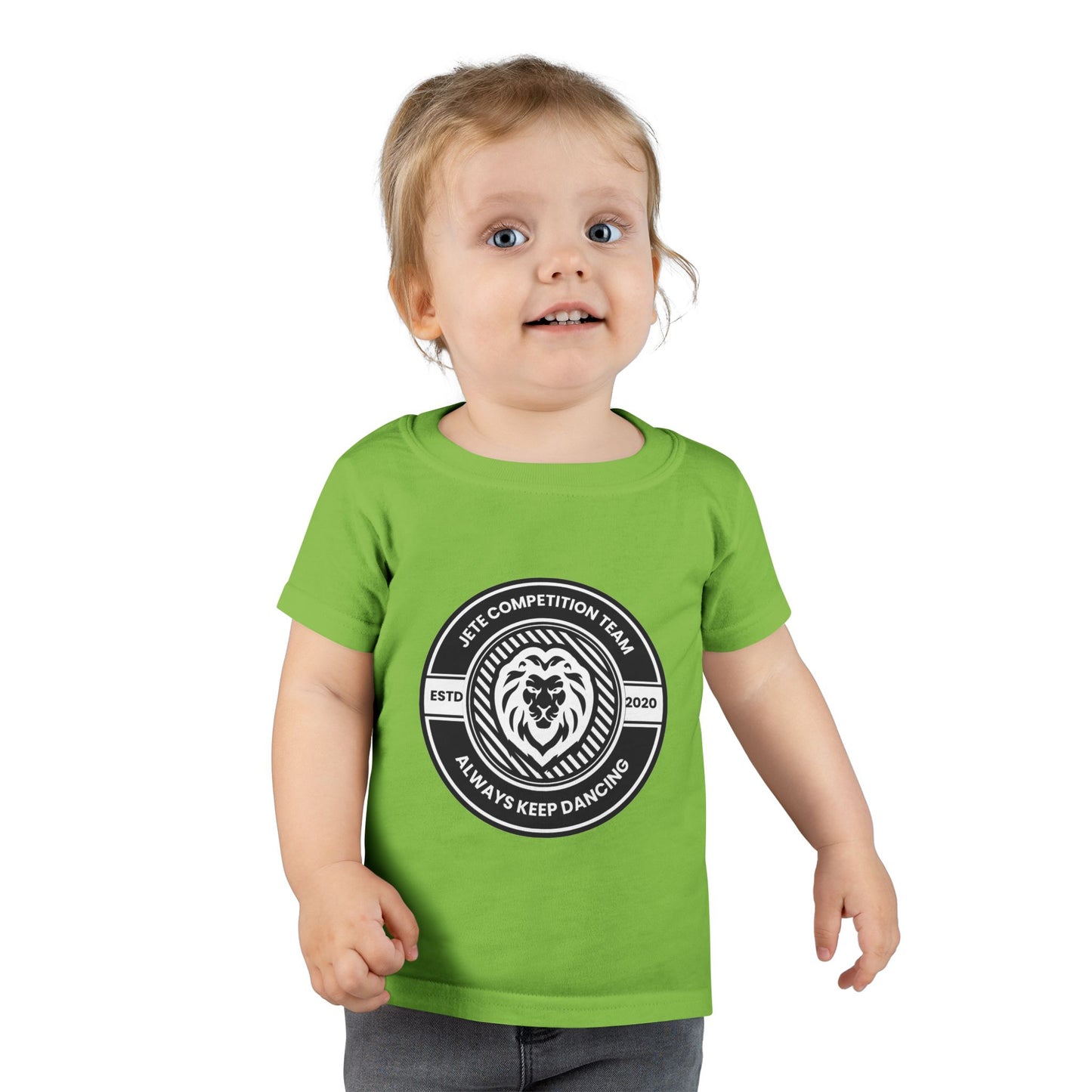 "Jeté Competition Team – Always Keep Dancing" Toddler Dance T-Shirt – Collegiate-Inspired Emblem Graphic Short Sleeve Tee for Kids