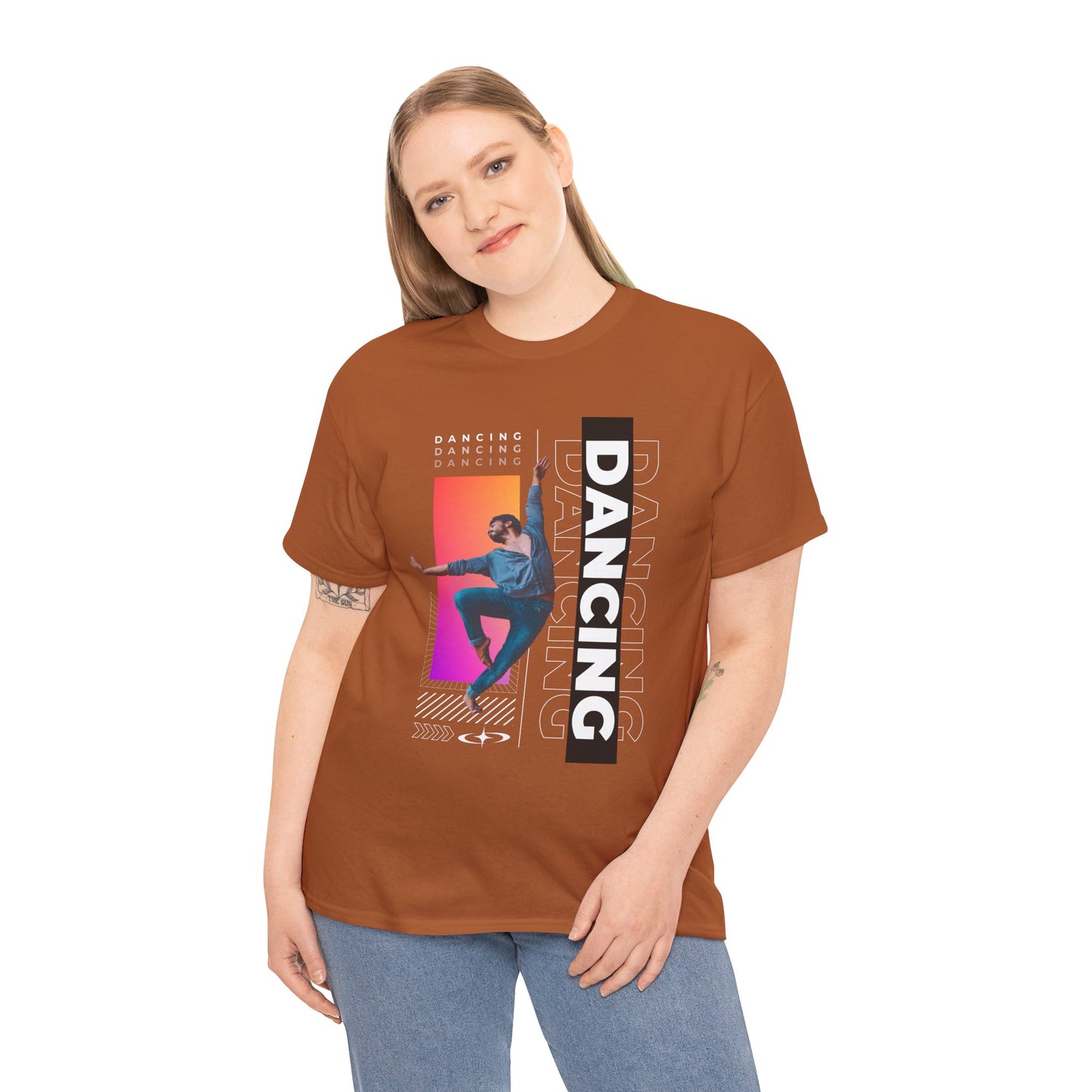 “Dancing” Streetwear-Inspired Male Dancer Unisex Heavy Cotton Tee – Urban Dance Graphic T-Shirt for Performers and Dance Lovers