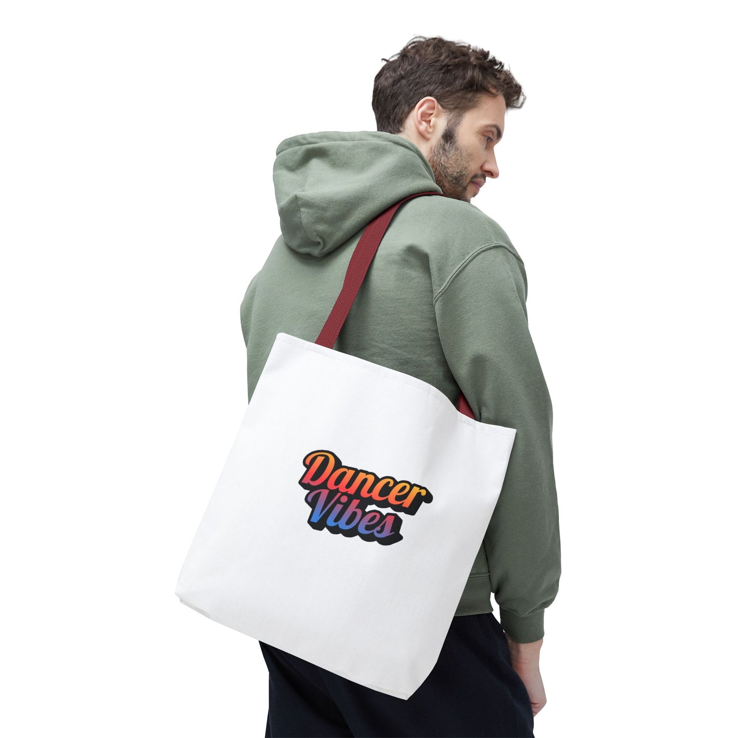 "Dancer Vibes" Canvas Tote Bag – Bold Dance-Themed Text Graphic Bag for Dancers, Students & Everyday Use