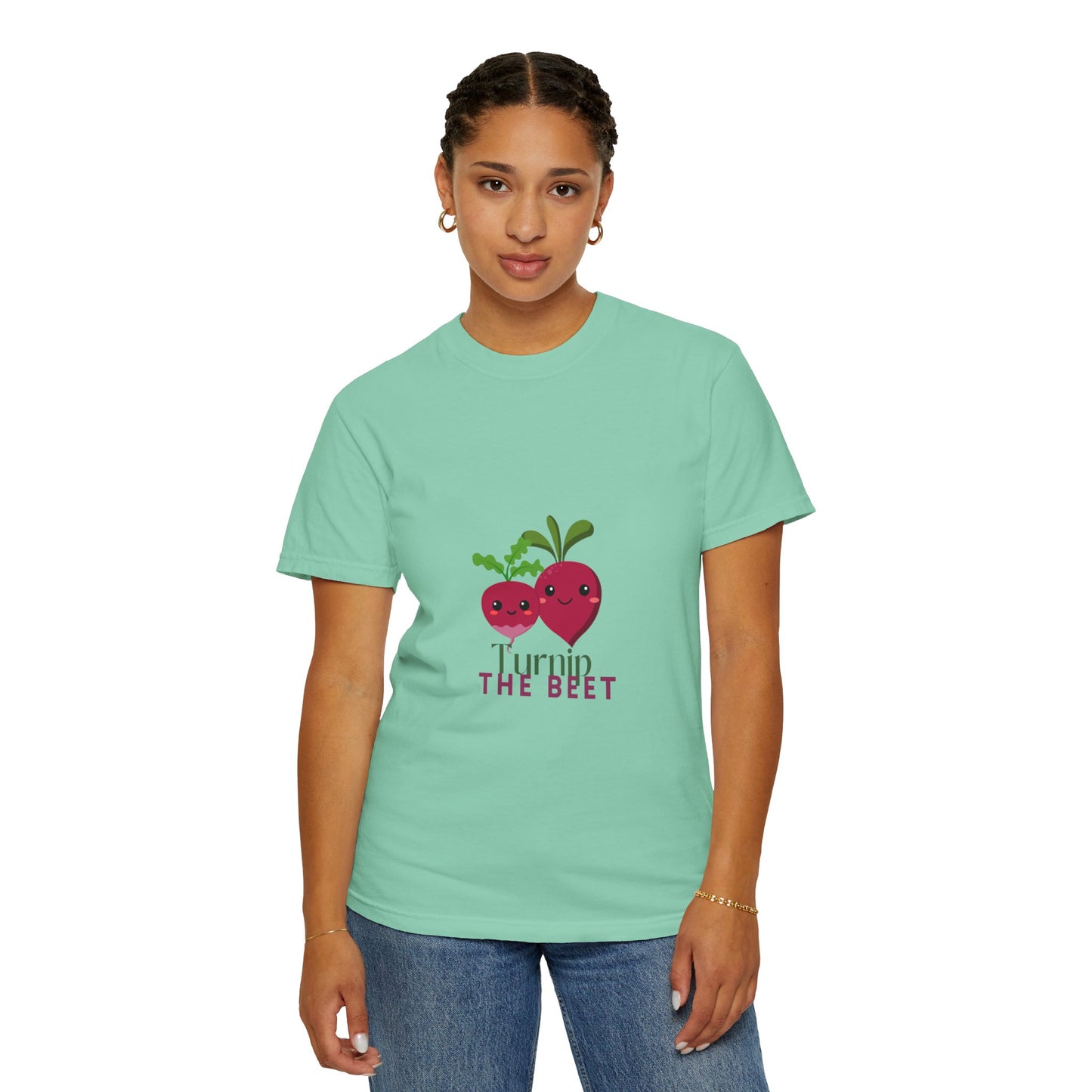 "Turnip the Beet" Unisex Garment-Dyed T-Shirt – Cute Veggie Dance Pun Graphic Tee – Funny Foodie Shirt for Dancers & Music Lovers