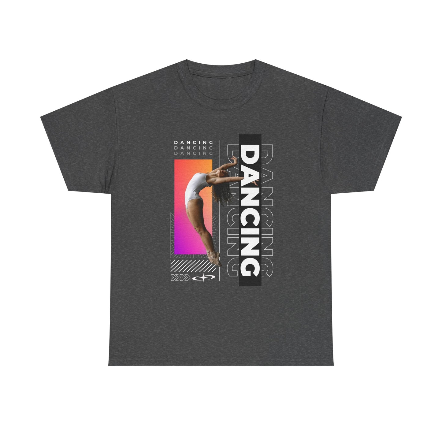 “Dancing” Streetwear-Inspired Female Dancer Unisex Heavy Cotton Tee – Urban Dance Graphic T-Shirt for Performers and Dance Lovers