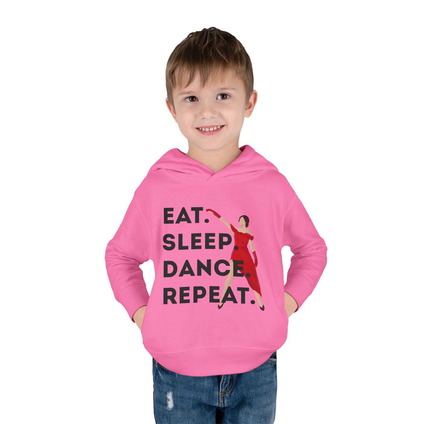 "Eat Sleep Dance Repeat" Toddler Dance Hoodie – Bold Dancer Graphic Fleece Pullover for Kids