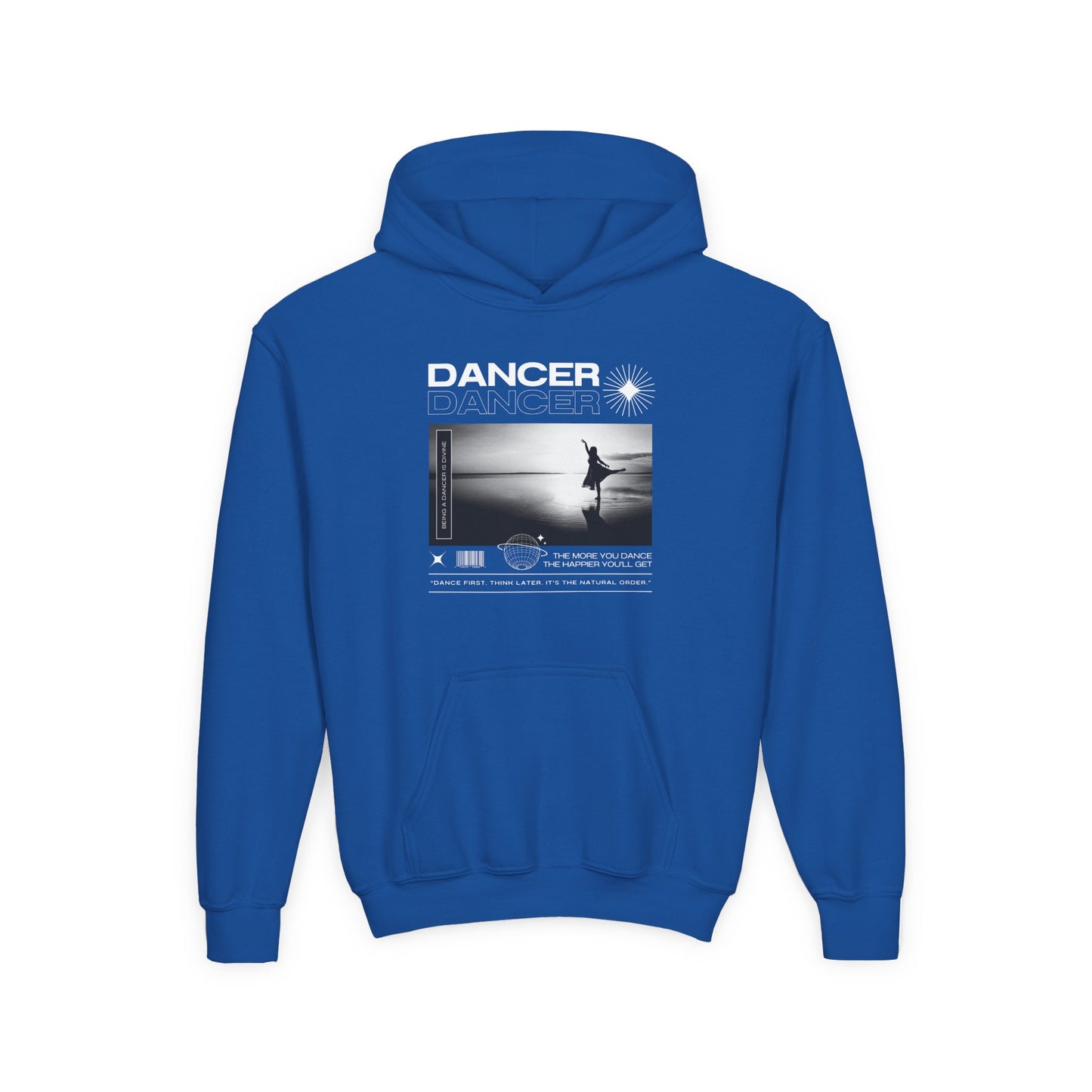 “Dancer” Arabesque on the Beach Graphic | Unisex Youth Hoodie – Streetwear-Inspired Ballet Dance Hoodie for Kids & Young Dancers