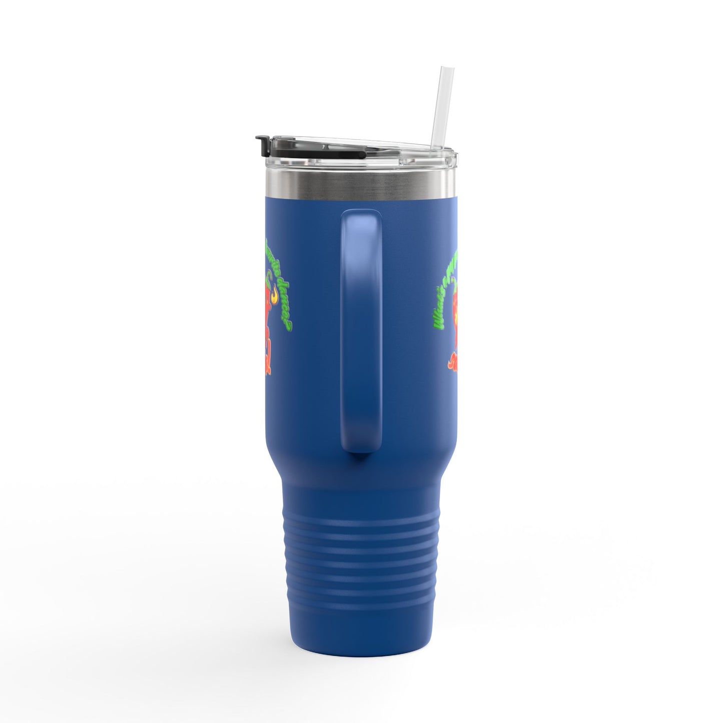"What's a Pepper's Favorite Dance? Salsa." Funny Dance Quote 40oz Insulated Travel Mug – Bold Pepper Graphic Stainless Steel Tumbler
