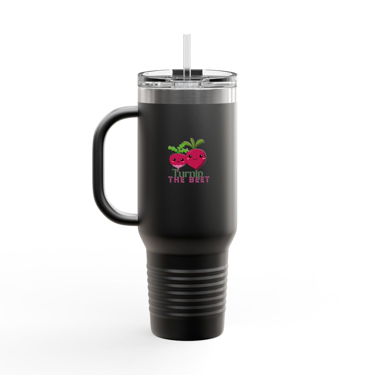"Turnip the Beet" 40oz Insulated Travel Mug – Cute Veggie Dance Pun Tumbler for Music & Dance Lovers | Jete Shop 🥬🎶✨