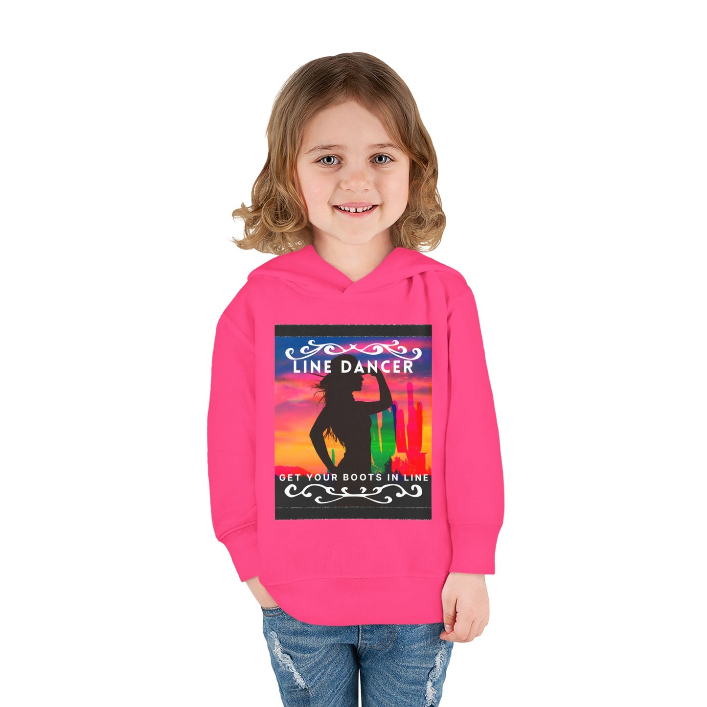 "Line Dancer, Get Your Boots in Line" Streetwear Dance Graphic – Toddler Pullover Hoodie