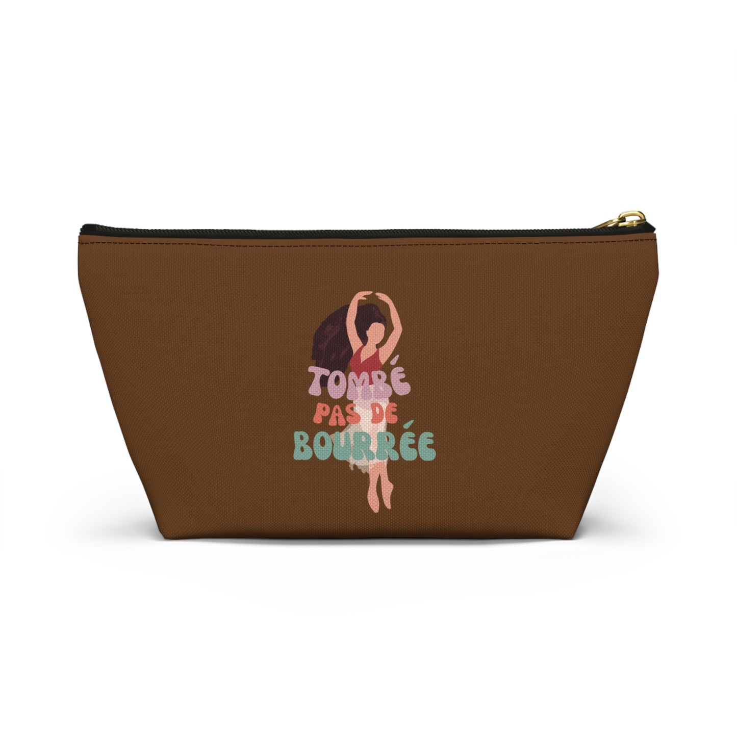 "Tombé Pas de Bourrée" Makeup Bag – Elegant Ballet Dancer Graphic – Ballet-Themed Zipper Pouch for Cosmetics, Accessories & Dance Gifts