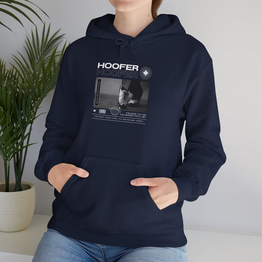 “Hoofer” Tap Dance Text with Streetwear-Style Tap Shoes Graphic – Unisex Heavy Blend™ Hooded Sweatshirt – Cozy Dance Hoodie for Tap Dancers & Dance Enthusiasts